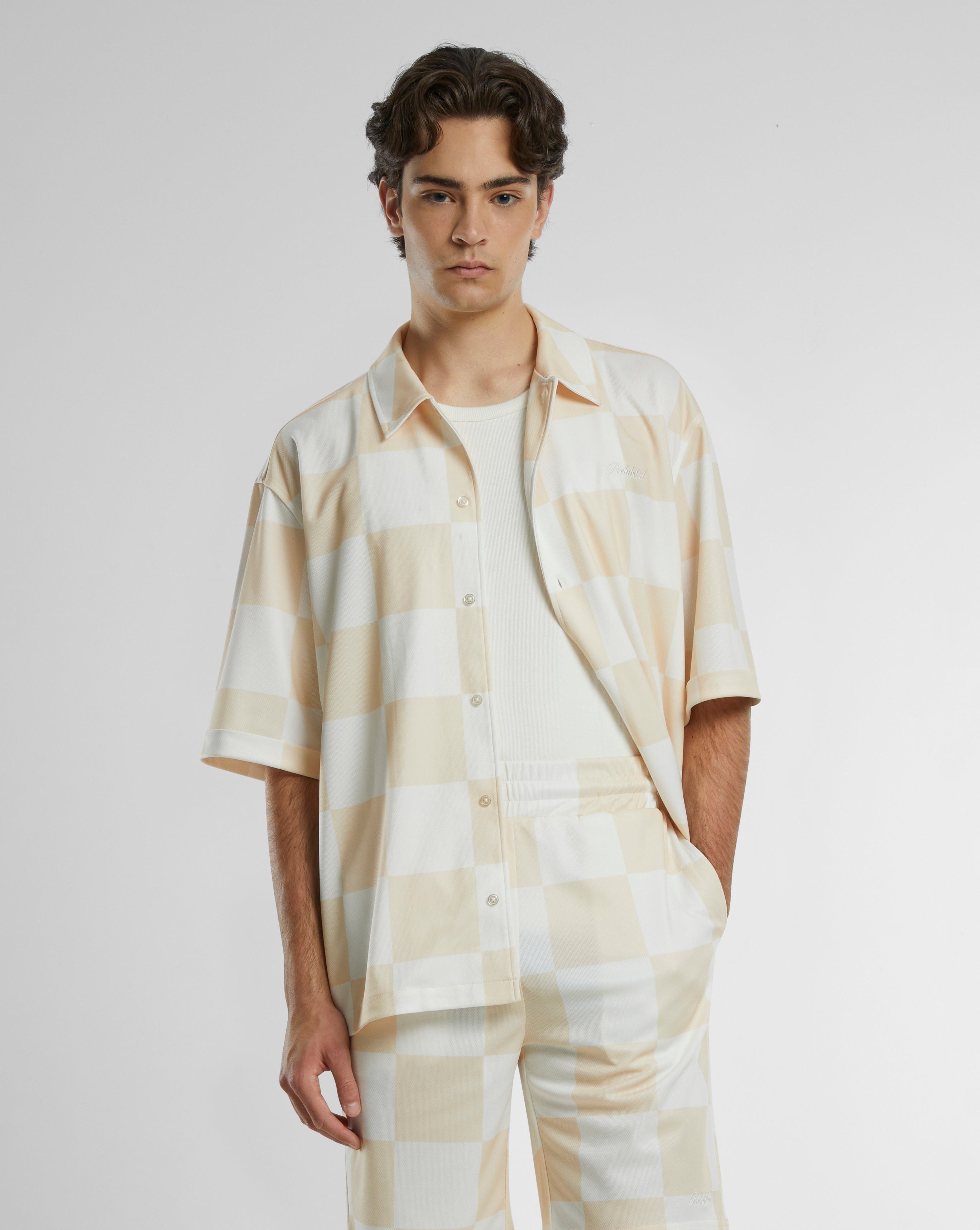 Stylish Beige Checkered Shirt for Men & Women | Casual Button-Up Plaid Shirt | Perfect for Office, Date Night & Outdoor Activities