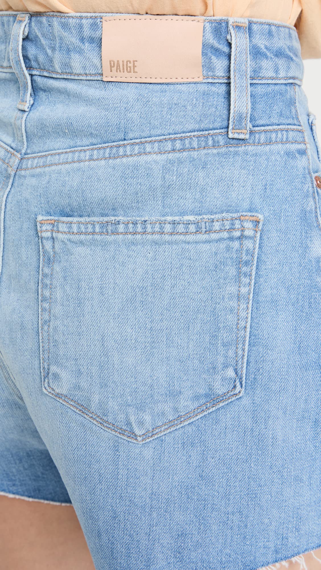 PAIGE Women's High Rise Noella Distressed Denim Shorts - Chantelle Blue, Size 27 | Casual Summer Outfits & Beach Wear