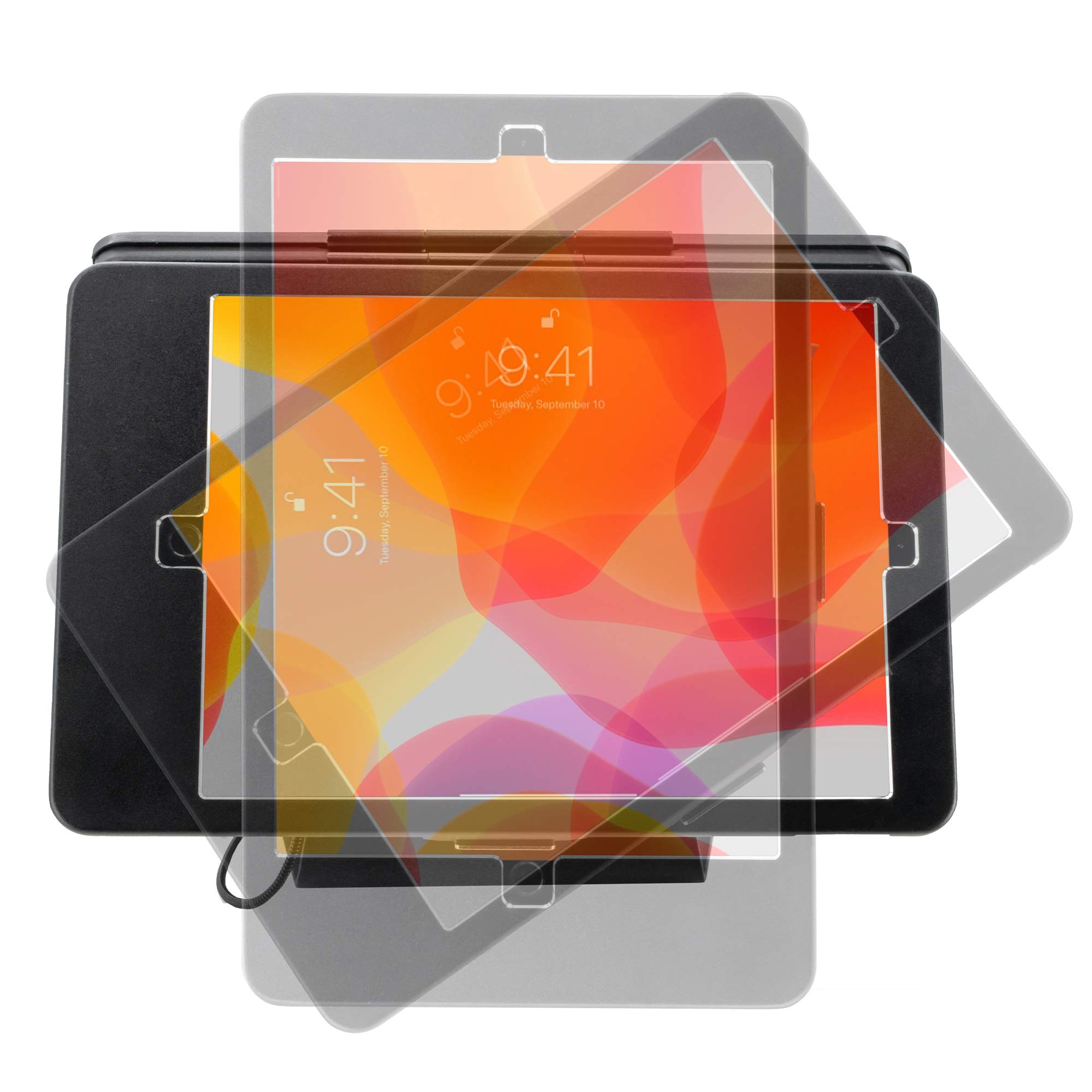 Dual Tablet Kiosk Stand - Secure 2-Tablet Holder for iPad 7th/8th/9th Gen, iPad Air 3 & iPad Pro | Heavy Duty Black Enclosure | Perfect for Retail Stores, Hotels & Self-Service Kiosks (PAD-DSTB10)