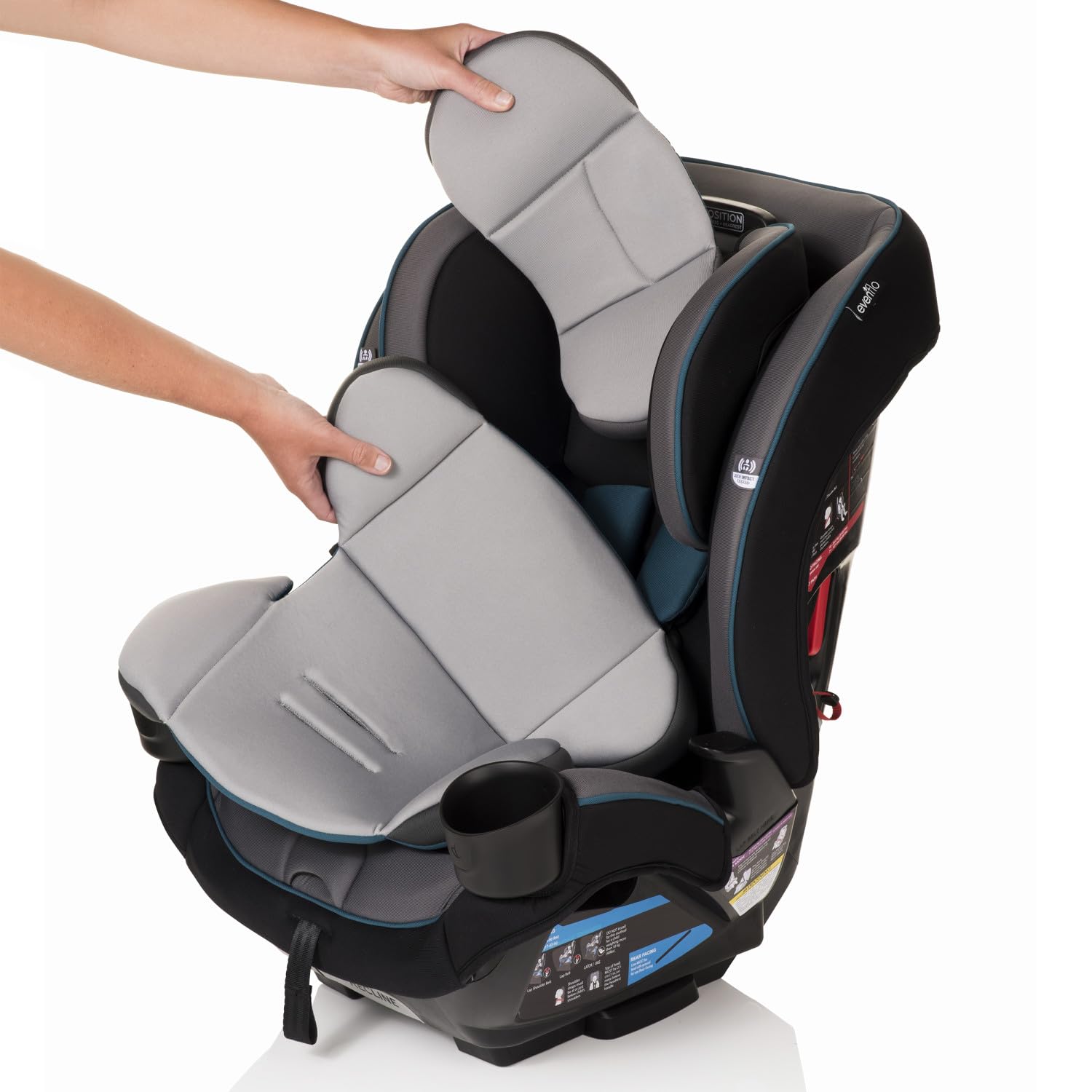 Evenflo EveryKid 3-in-1 Convertible Car Seat for Toddlers & Kids | Rear-Facing, Forward-Facing & Booster Mode | Ontario Gray | Safe & Comfortable for Long Rides & Travel