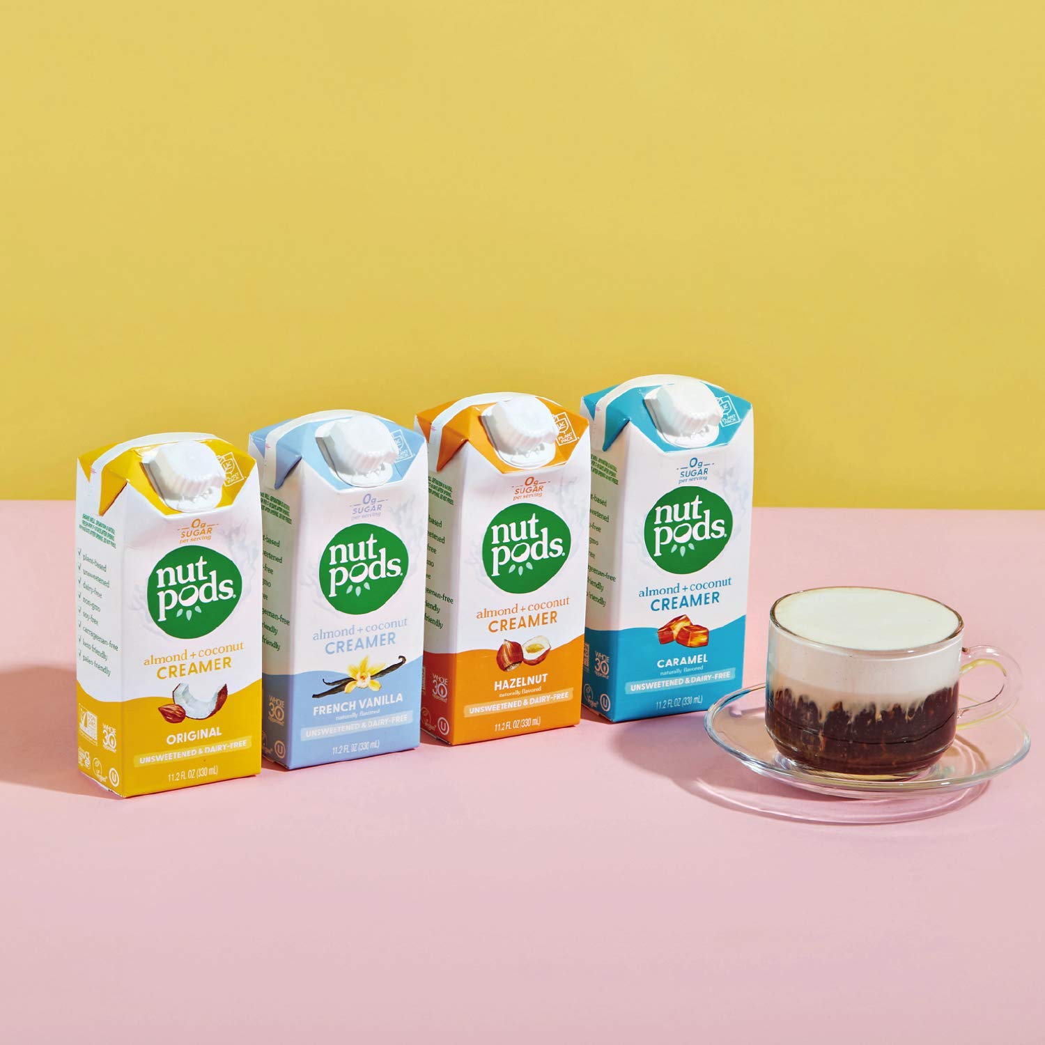 Nutpods Non-Dairy Coffee Creamer Bundle - 4 Pack Unsweetened Variety & 3 Pack Cookie Butter Creamer | Plant-Based, Keto-Friendly, Vegan | Perfect for Coffee, Tea, Baking & Smoothies