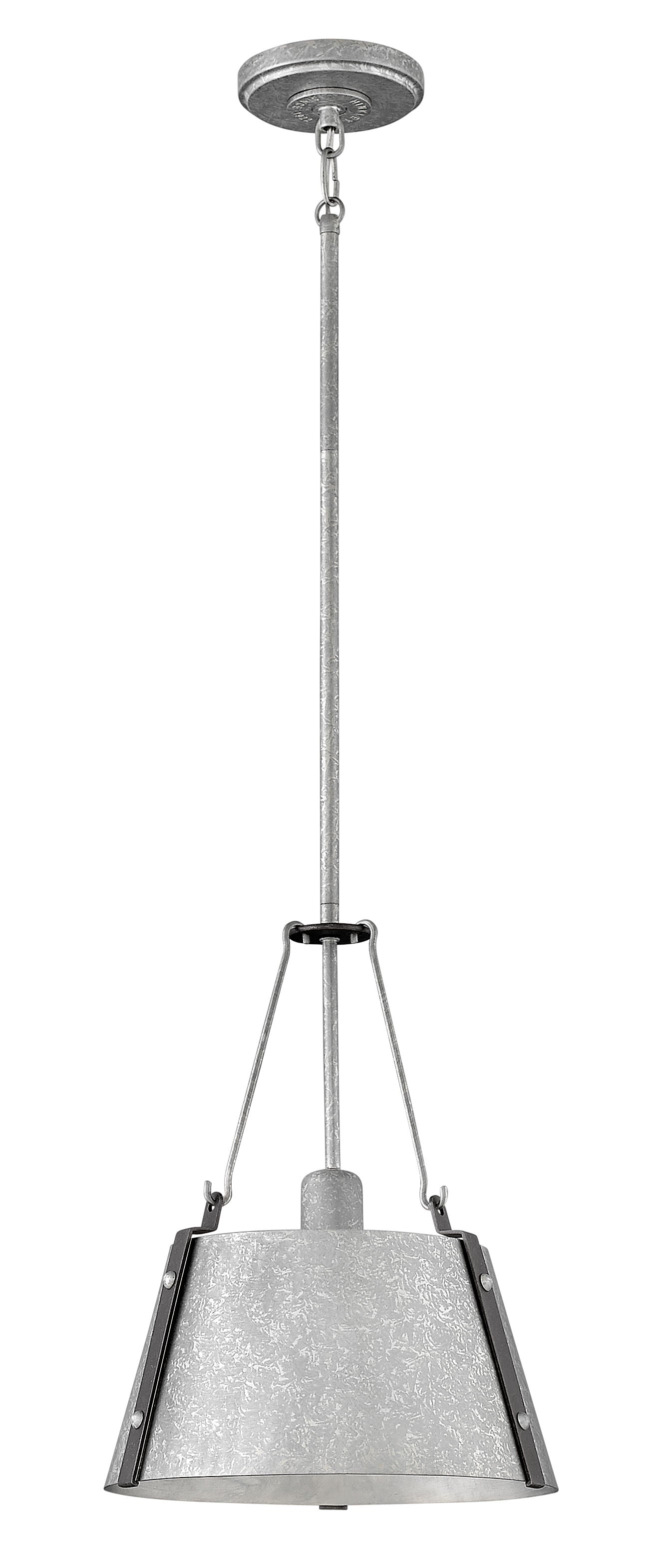 12W Cartwright 1 Light Galvanized Metal Pendant Light - Perfect for Kitchen Island, Dining Room, or Entryway Lighting