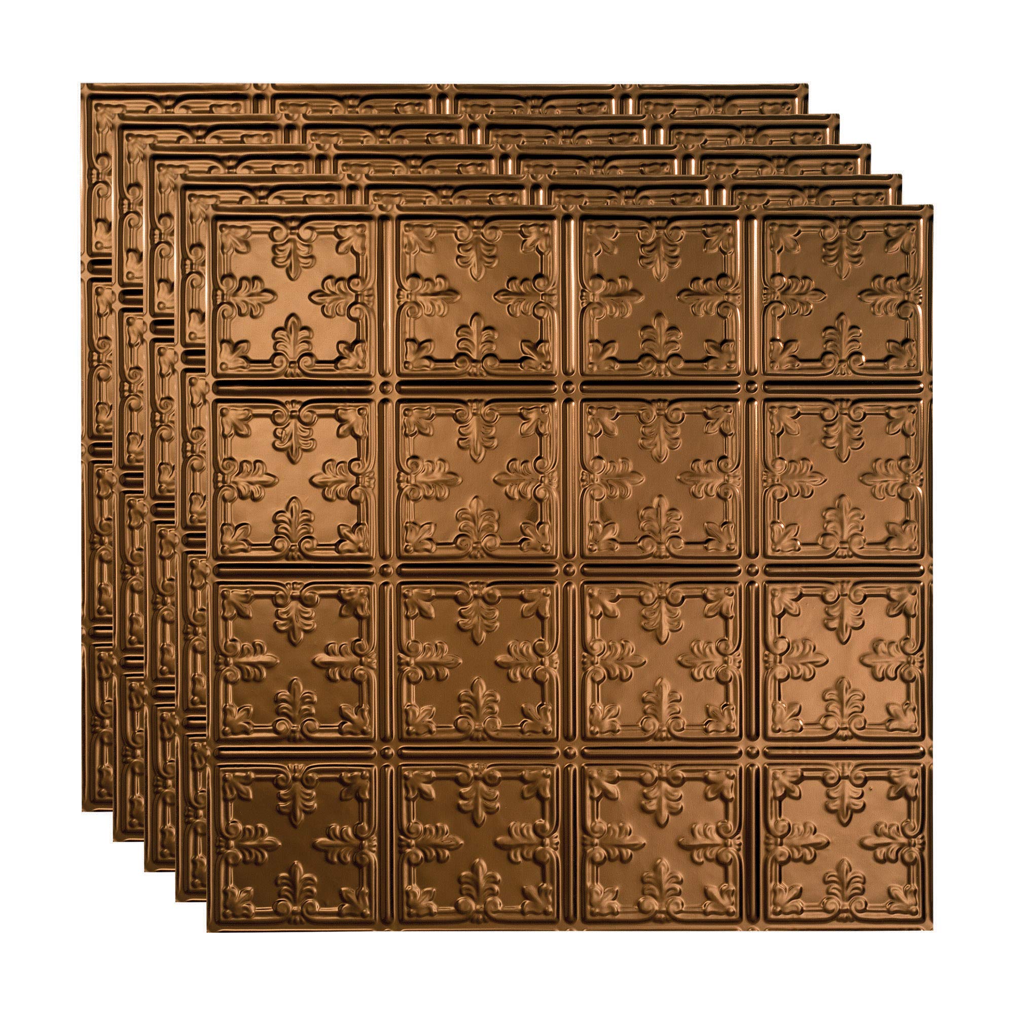FASÄDE 10-Pack 2ft x 2ft Decorative Vinyl Ceiling Tiles - Oil Rubbed Bronze Traditional Pattern for Drop Ceiling, Basement, Office & Home Renovation