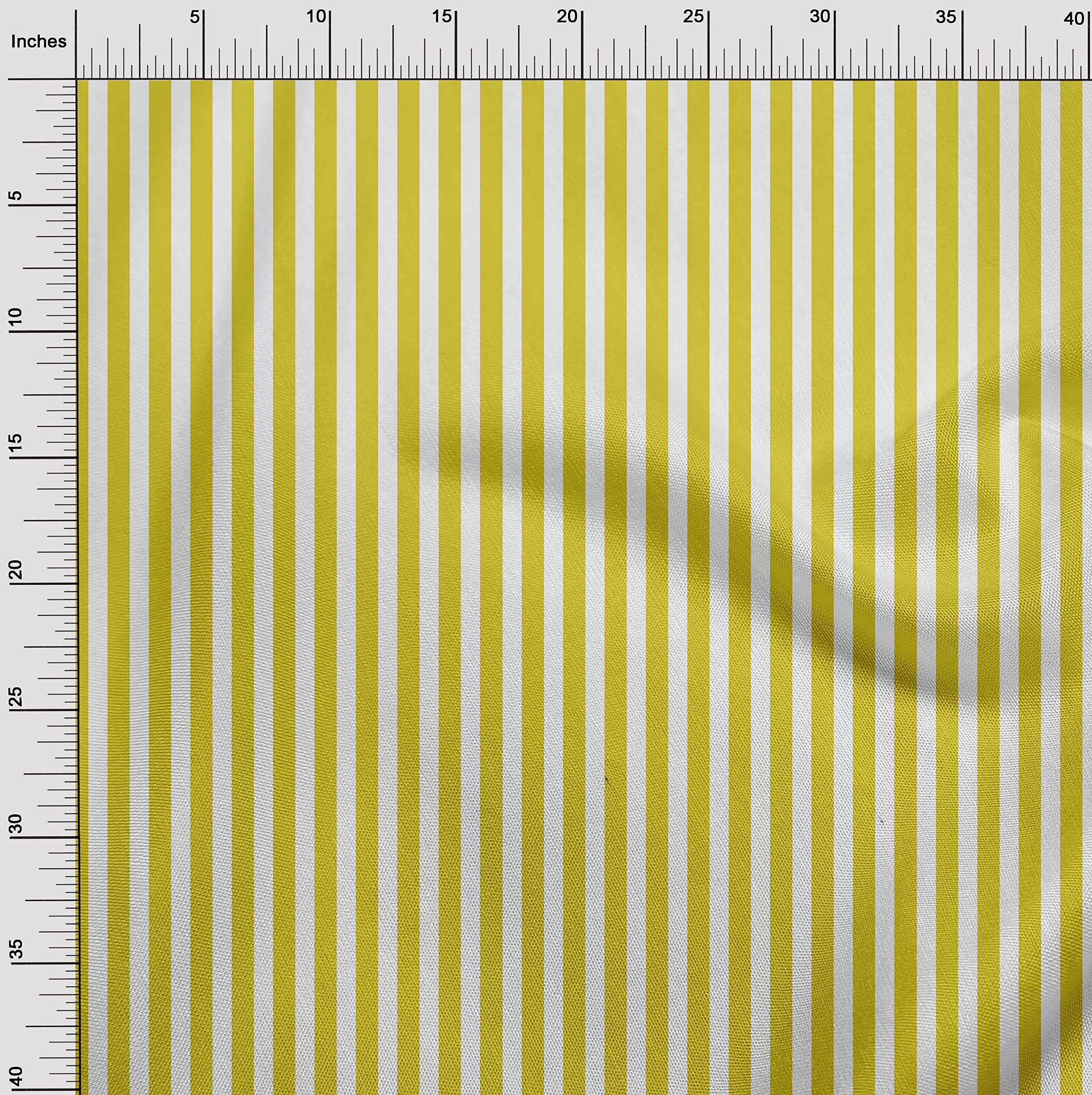 oneOone Rayon Yellow Striped Fabric by The Yard - 56 Inch Wide Printed DIY Sewing Material for Clothing, Dresses & Home Decor Projects