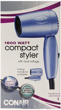 Conair 1600 Watt Folding Handle Hair Dryer - Professional Ionic Blow Dryer for Fast Drying & Shine - Perfect for Travel, Home & Salon Use