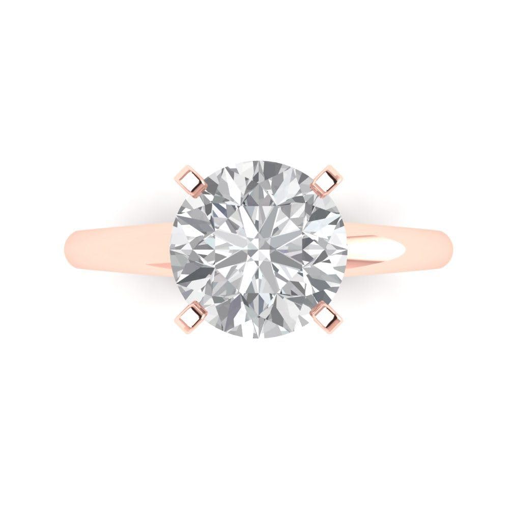 2.5 Carat Brilliant Round Cut Clear Simulated Diamond 14K Rose Gold Solitaire Ring for Engagement, Promise, Bridal & Anniversary - Perfect for Proposals, Weddings & Special Occasions