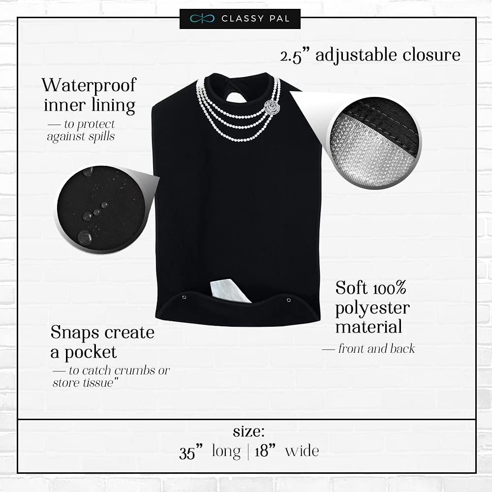**Women's Reusable Terry Cloth Adult Bibs – Waterproof, Washable & Embroidered Design – Perfect for Dining, Elderly Care & Mess-Free Meals (Pearl + Pearl 2-Pack)**    Ideal for seniors, individuals with disabilities, or stylish mealtime protection at home or in care facilities.