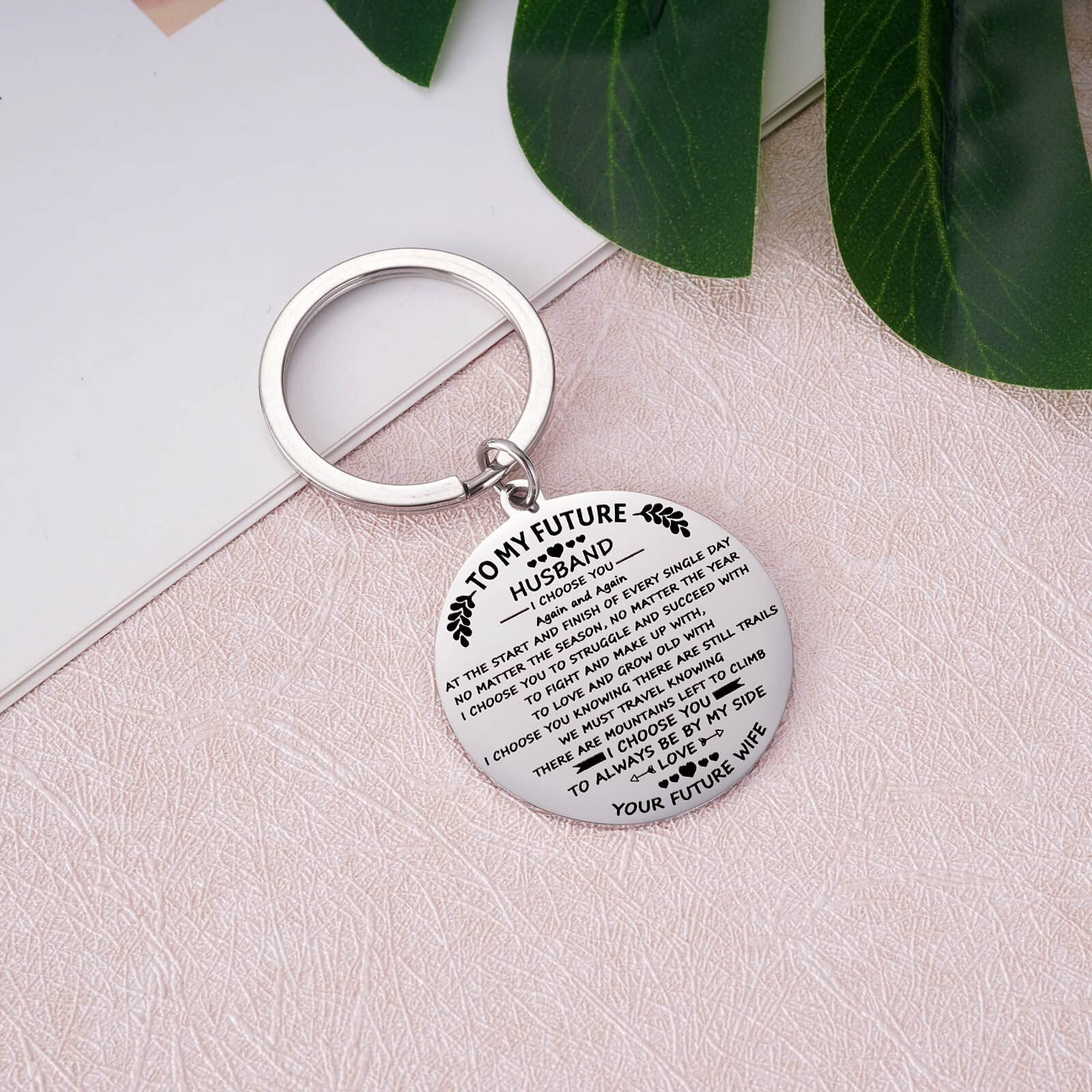 To My Future Husband Keychain - Romantic Engagement Gift for Fiancé, Wedding Anniversary, Birthday & Christmas - Personalized Keyring Gift for Him from Wife - Perfect for Valentine's Day, Proposals & Special Occasions