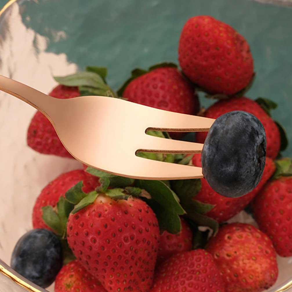 8-Piece Stainless Steel Fruit Forks Set - Metal Kitchen Forks, Salad Dessert Forks, Mini Cake Forks - Durable Flatware for Parties, Picnics, BBQs & Home Dining