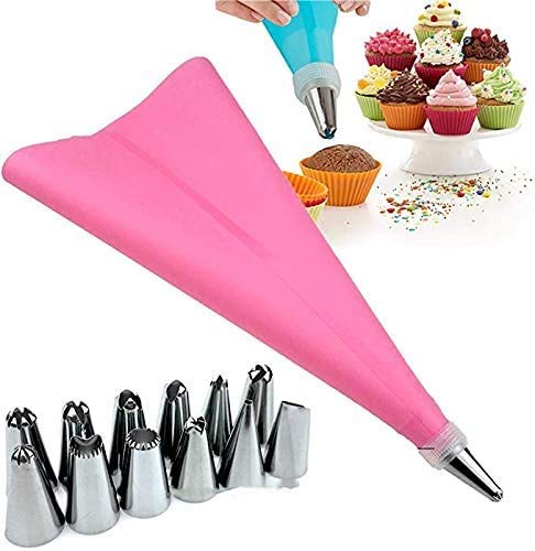 VARWANEO 14-Piece Cake Decorating Tools Set - Stainless Steel Piping Nozzles, Icing Tips & Baking Molds for Professional Cake Decorating, Cupcakes, Cookies & Pastry Making - Perfect for Home Bakers & Professional Chefs
