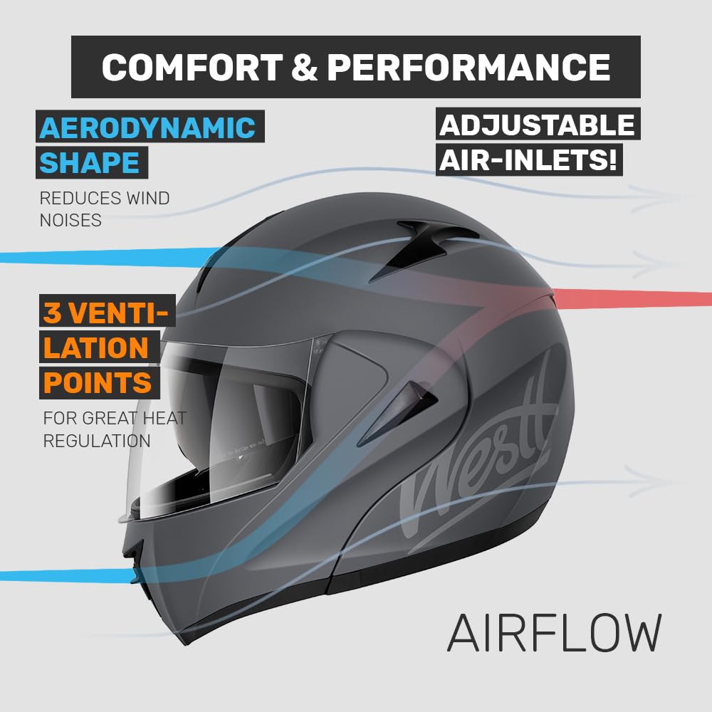 Modular Motorcycle Helmet for Adults - DOT Approved Dual Visor for Men & Women - Perfect for ATV & Motorbike Rides