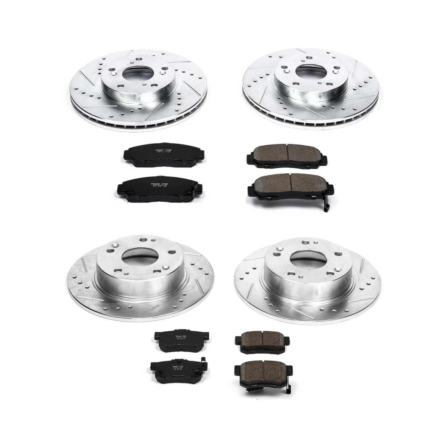 Power Stop K2557 Z23 Carbon Fiber Brake Pads & Drilled/Slotted Rotors Kit - Compatible with 2003-2007 Honda Accord | High-Performance Braking for Daily Commuting & Sport Driving