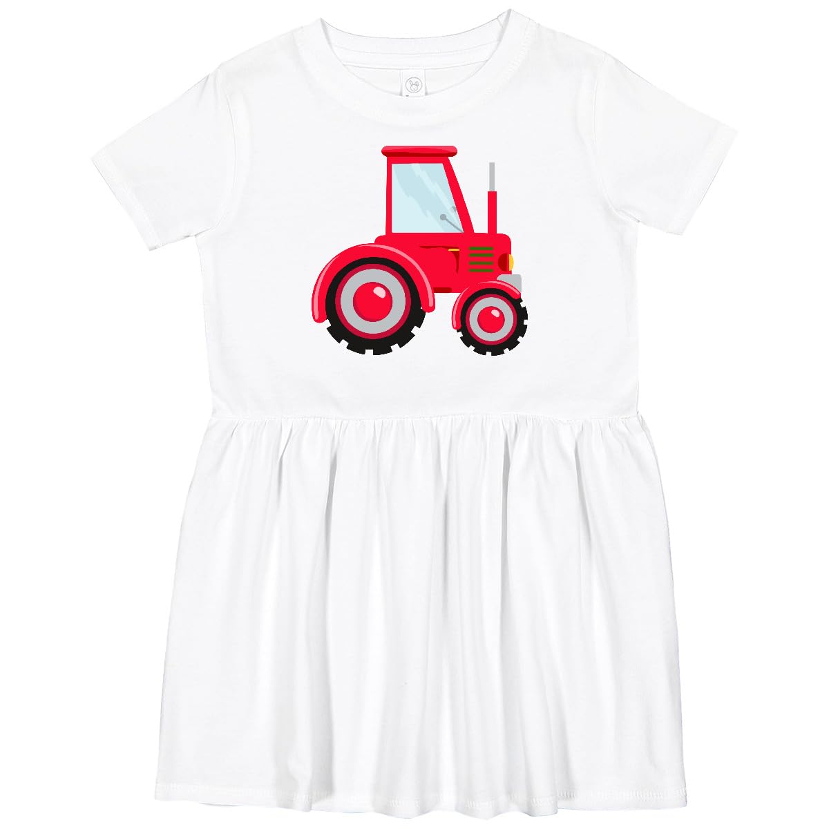Inktastic Farming Red Tractor Toddler Dress - Cute Farm-Themed Cotton Dress for Baby Girls 1-3 Years | Perfect for Playdates, Farm Visits & Photo Shoots