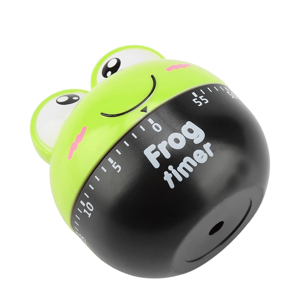 Raguso Mechanical Kitchen Timer - 55-Minute Frog-Shaped Cute Cartoon Baking Timer (Green) | Perfect for Cooking, Baking, Classroom & Kids Activities