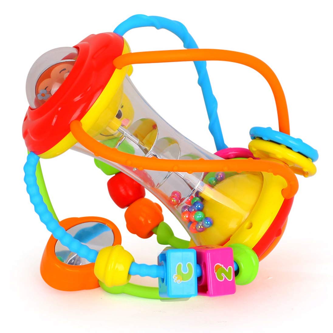 **HOLA Baby Toys for 0-12 Months - Soft Rattle & Activity Ball for Infants, Sensory Shaker Grab & Spin Toy - Perfect for 3-6 Month Olds, Travel & Easter Basket Stuffers - Great for Tummy Time & Early Learning Play**