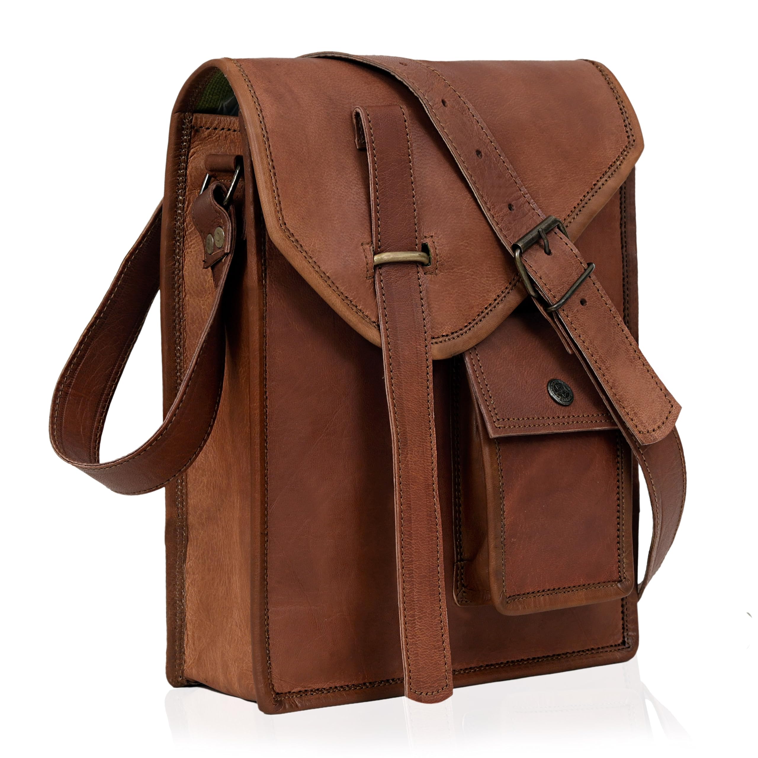 Premium Genuine Leather iPad Messenger Bag - Crossbody Shoulder Satchel for 11 Inch Tablets - Perfect for Work, Travel & Everyday Use