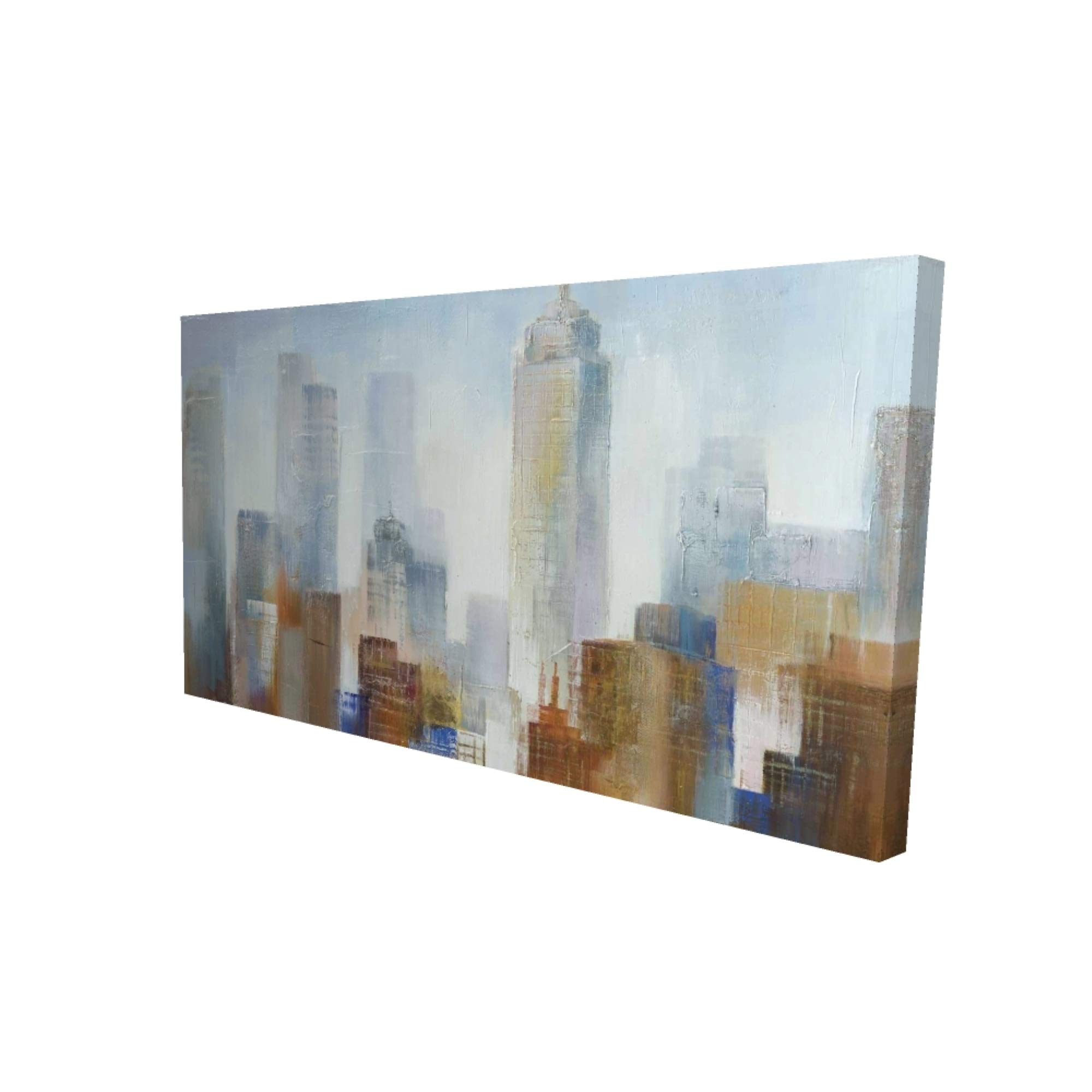 Cityscape in The Fog - Premium Canvas Wall Art Print for Living Room & Office Decor | Modern Landscape Painting Home Decoration