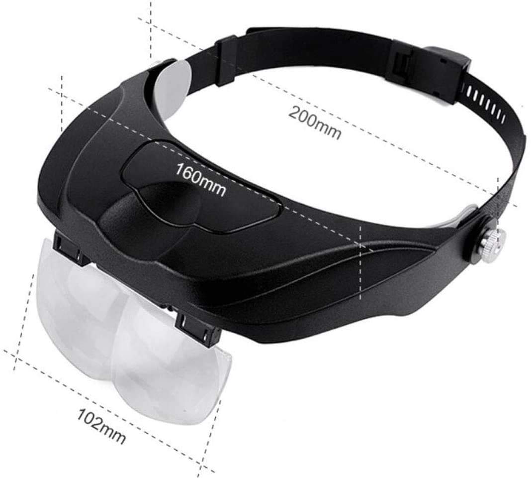 Head-Mounted Magnifying Glass with LED Light - 5X Magnifier for Reading, TV Watching, Jewelry Making, Mobile Phone & Watch Repair - Perfect for Crafts, Hobbies and Detailed Work