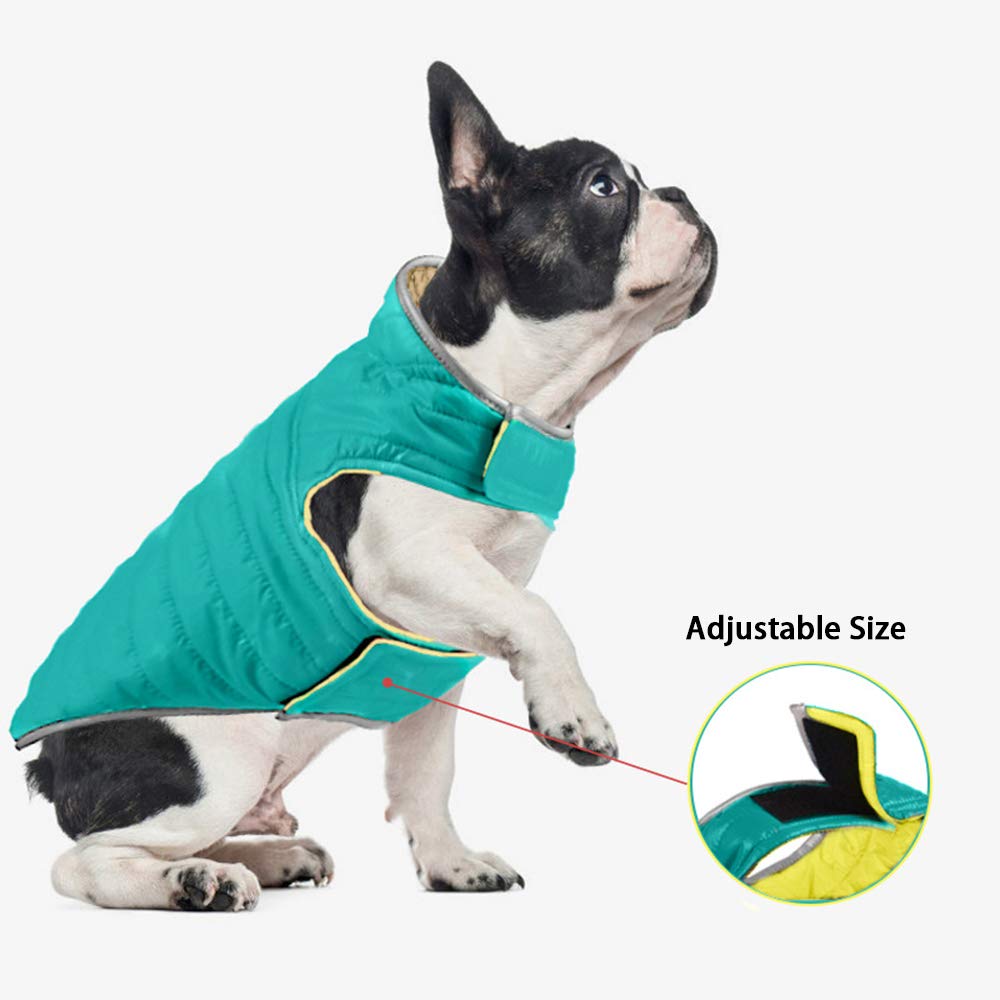 Waterproof Reversible Dog Coat - Reflective Winter Vest for Small, Medium, Large & XXL Dogs (Red/Blue) | Cold Weather Protection for Outdoor Walks & Nighttime Safety