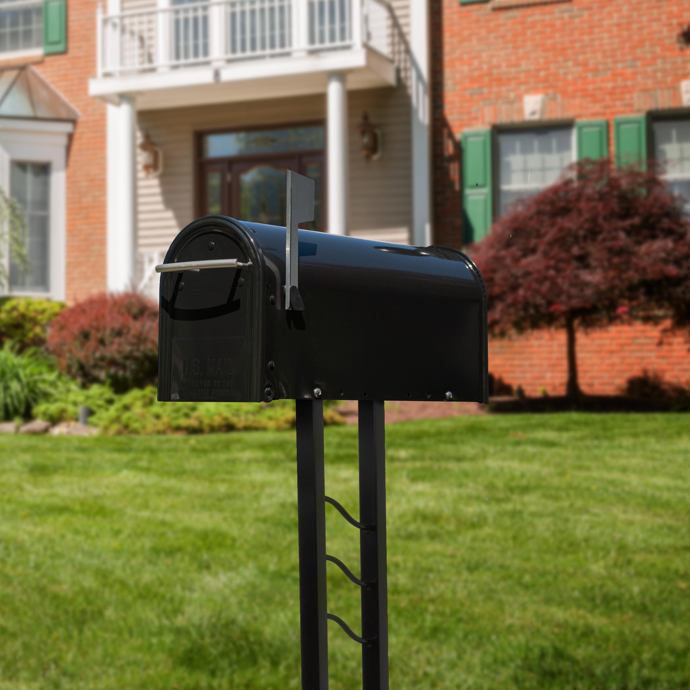 Franklin Galvanized Steel Mailbox and Post Kit - FM11KITEC - Medium Capacity Black Mailbox for Home & Office - Durable Outdoor Mailbox for Houses, Apartments, and Businesses