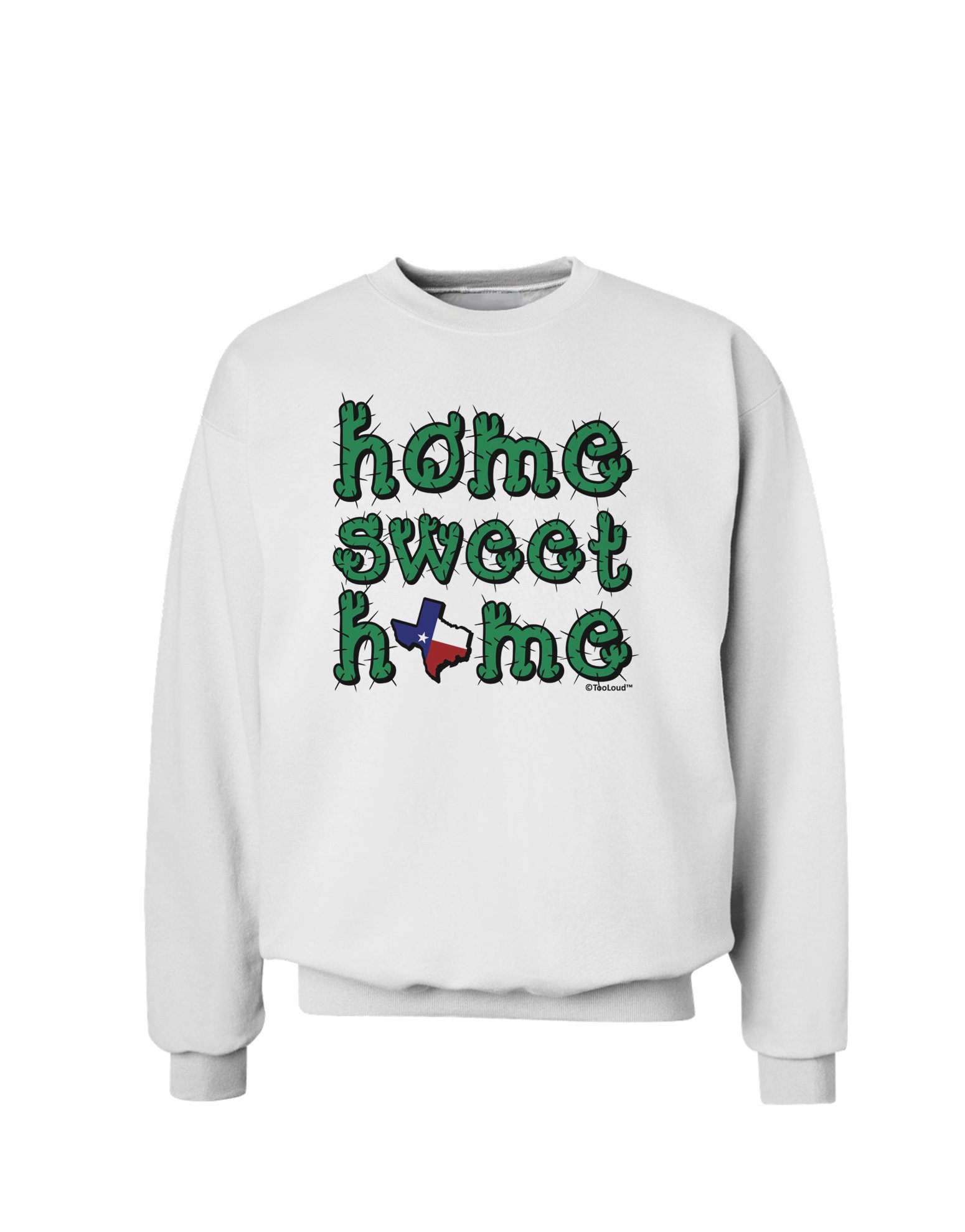 TooLoud Texas Pride Sweatshirt - Cactus & State Flag Design - Cozy Unisex Pullover for Home, College & Outdoor Activities
