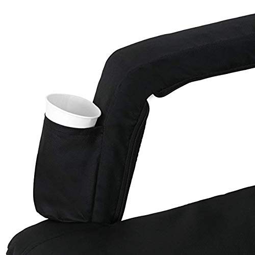 Saturnpower Portable Stadium Seat with Back Support & Cushion - Lightweight Folding Stand Chair for Grandstands, Playgrounds, Sports Courts (Black) | Perfect for Football Games, Concerts, Outdoor Events & Picnics