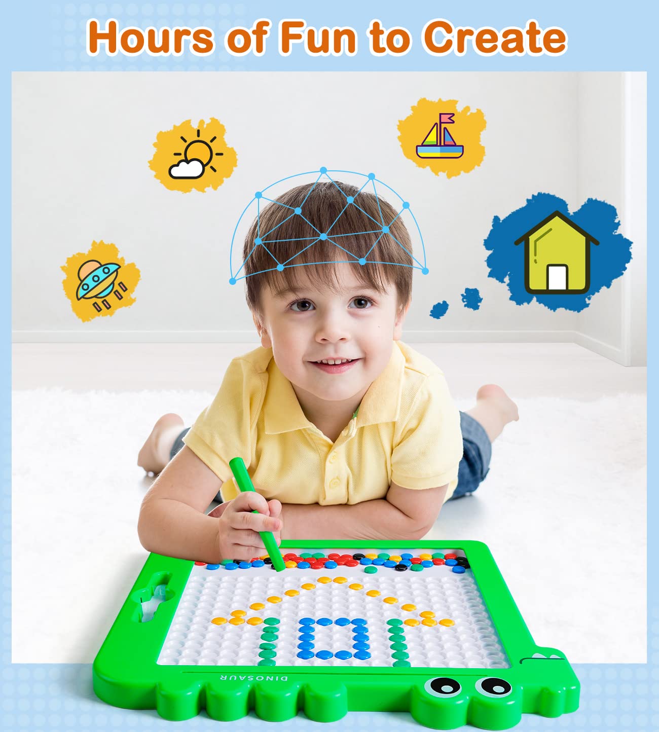 Magnetic Drawing Board for Kids Ages 2-8 - Doodle Board Educational Toys for Toddlers & Preschoolers - Travel Dinosaur Art Set - Perfect Birthday Gift for Boys & Girls - Ideal for Home, Car Rides & Classroom Learning Activities