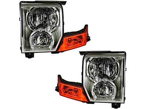 Halogen Headlight Assembly Set of 2 for 2006-2010 Jeep Commander - Direct Replacement Headlights for Improved Night Driving Safety