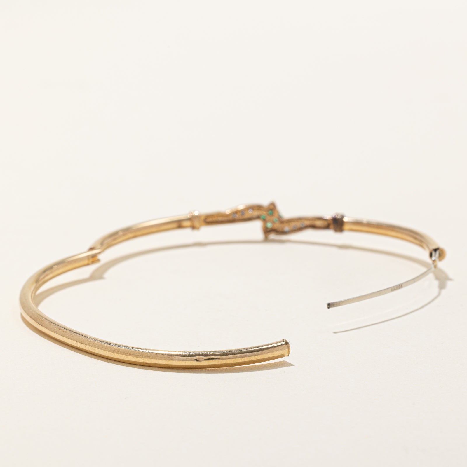 Emerald & Diamond Bangle Bracelet for Women - 0.08ctw Emerald & 0.03ctw Diamond - 7