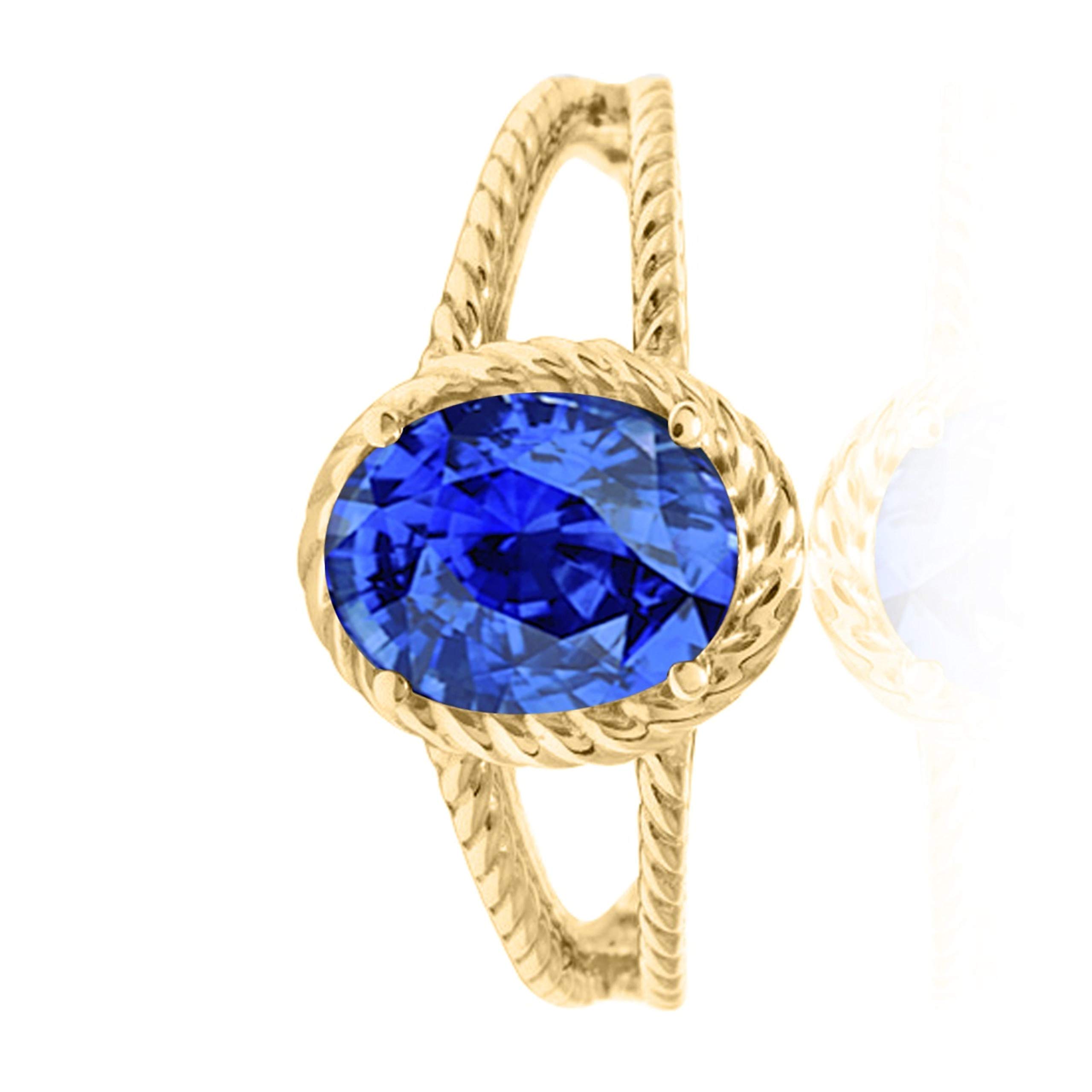 1.25 Carat Lab-Created Tanzanite Oval Ring in 10K Solid Rose, White & Yellow Gold - Elegant Valentine's Day Gift for Her, Anniversary Present, Engagement Ring Alternative, Special Occasion Jewelry