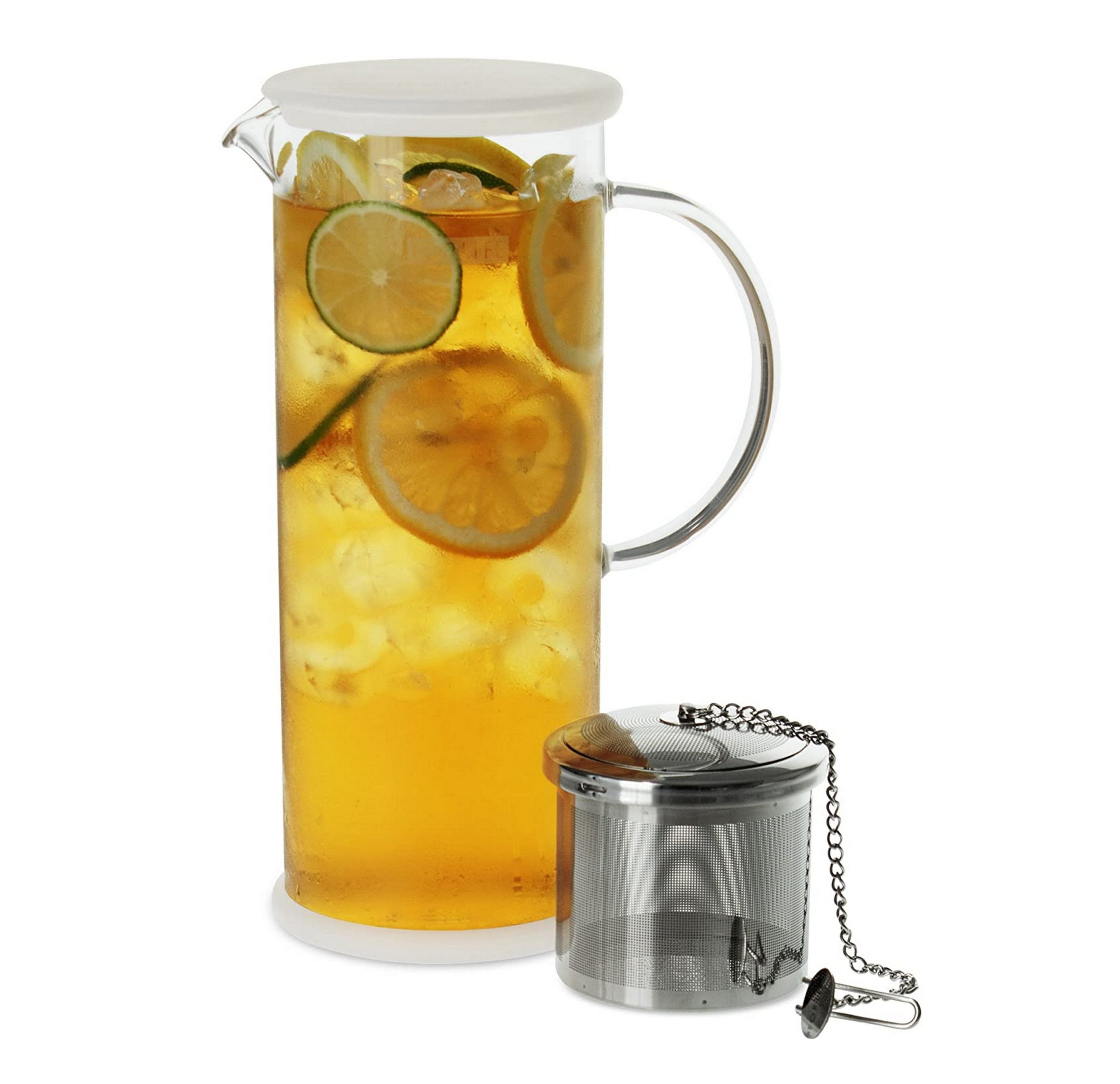 FORLIFE LUCENT 48oz Glass Iced Tea Pitcher with Removable Tea Infuser - BPA Free, Perfect for Iced Tea, Lemonade & Cold Brew - Great for Summer Parties, BBQs & Outdoor Gatherings