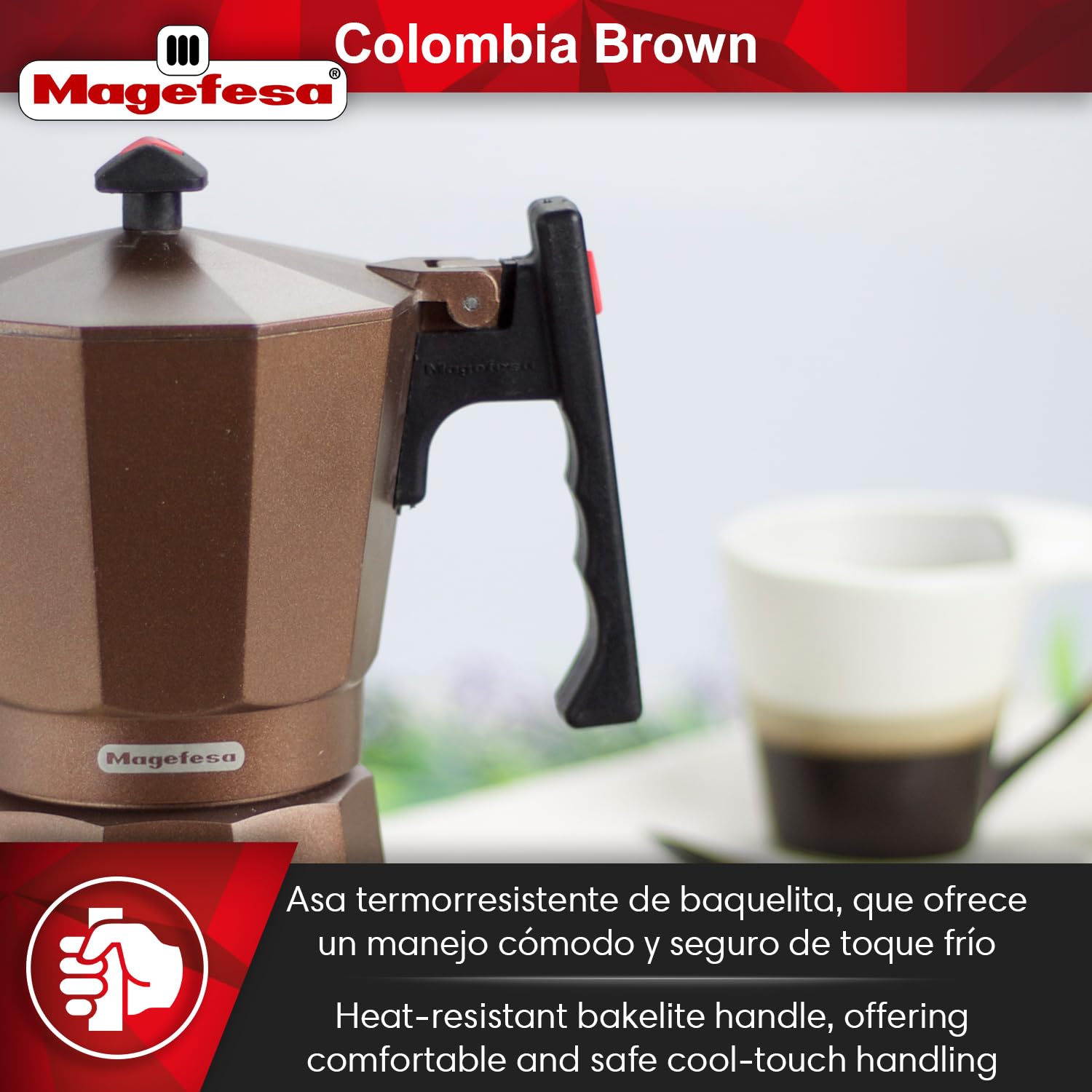 MAGEFESA 6-Cup Stovetop Espresso Moka Pot - 10 oz Italian Coffee Maker for Cuban Coffee | Extra-Thick Aluminum with Heat-Resistant Handle | Perfect for Home, Office & Camping Coffee Brewing