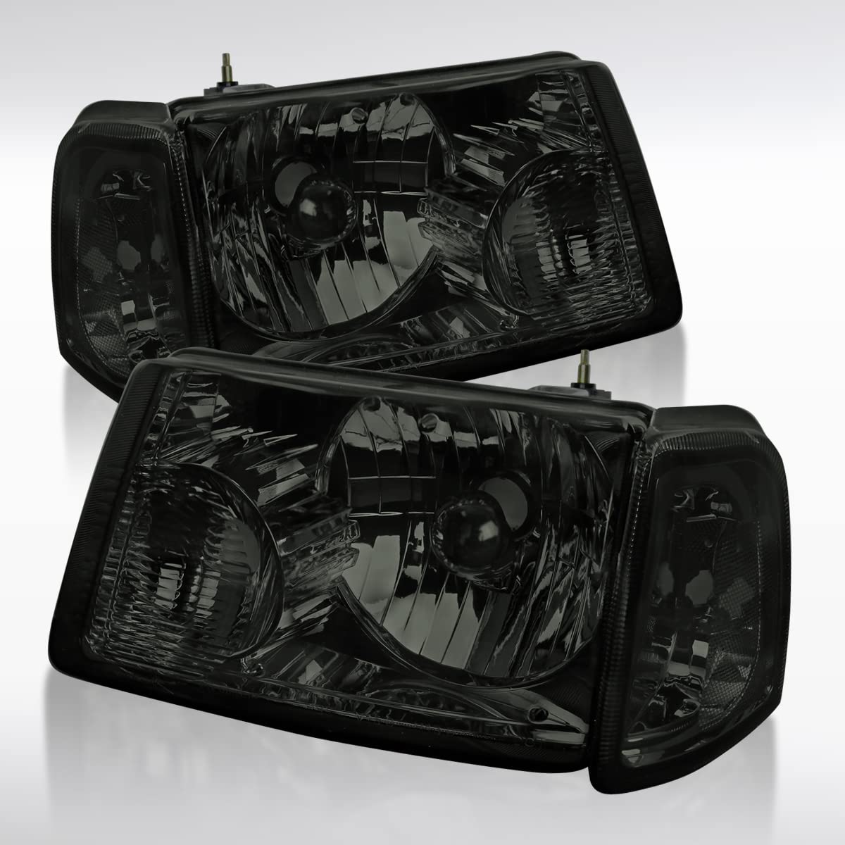 AUTOZENSATION Smoke Crystal Headlights & Corner Lights Turn Signal Pair - Compatible with 2001-2011 Ford Ranger (Left & Right) | Upgrade for Night Driving & Off-Road Adventures