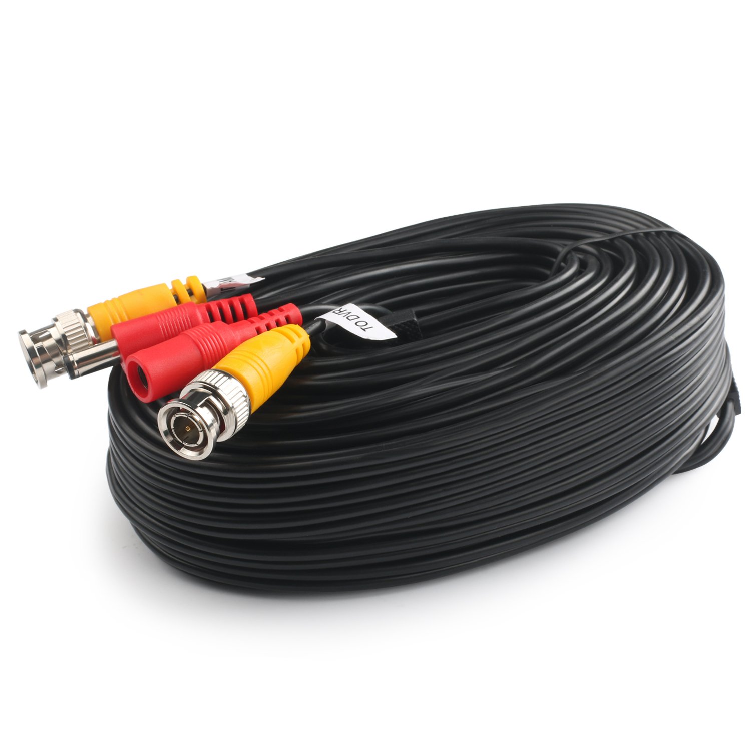 BNC Video Power Cable 25ft (4 Pack) - CCTV DVR Surveillance System for Security Cameras & Home Monitoring