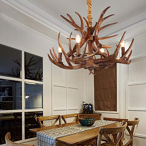 Rustic Antlers Chandelier - 4-Light Deer Horn Pendant Lamp with Farmhouse Candle Style for Dining Room, Living Room & Cabin Decor | Perfect for Cozy Cabin Retreats, Rustic Weddings and Western-Themed Home Decor