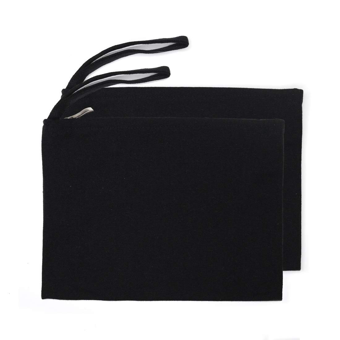 Yingkor Cotton Canvas Wristlet Clutch & Denim Makeup Bag Set - 2 Pack Zippered Pouch with Cotton Lining for Women (Black) | Perfect for Travel, Gym & Everyday Essentials Organization
