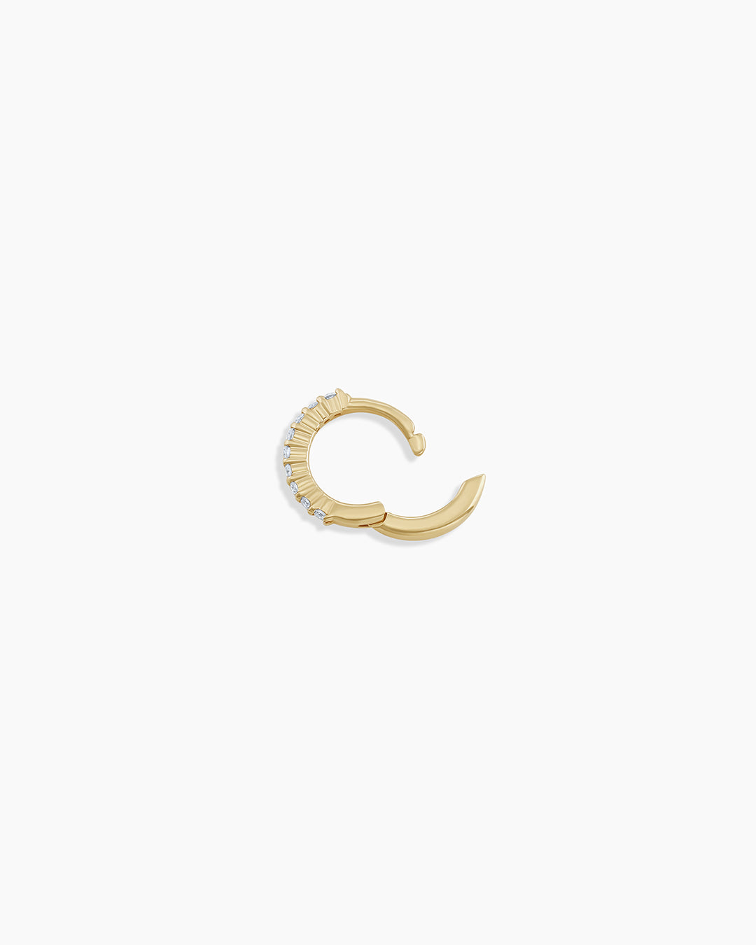 Diamond Pavé Single Huggie Earrings for Women - 14K Gold Plated Hoop Earrings for Everyday Wear & Special Occasions