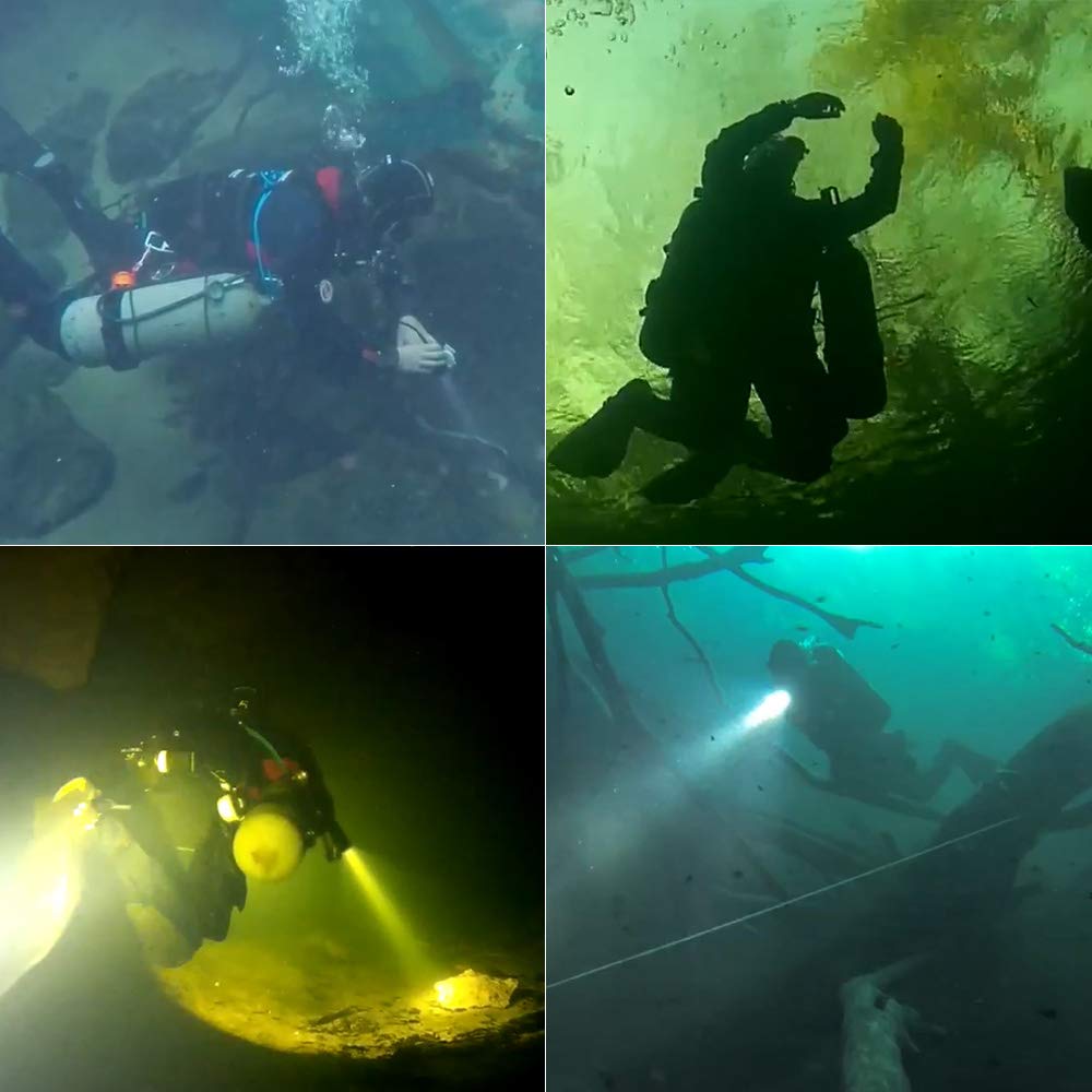 DF06 3000LM Professional Scuba Diving Flashlight - 3 LED Underwater Torch with 1.2M Cable for Cave & Deep Diving up to 492ft/150M (Batteries Not Included) | Perfect for Night Diving, Wreck Exploration & Technical Diving Adventures