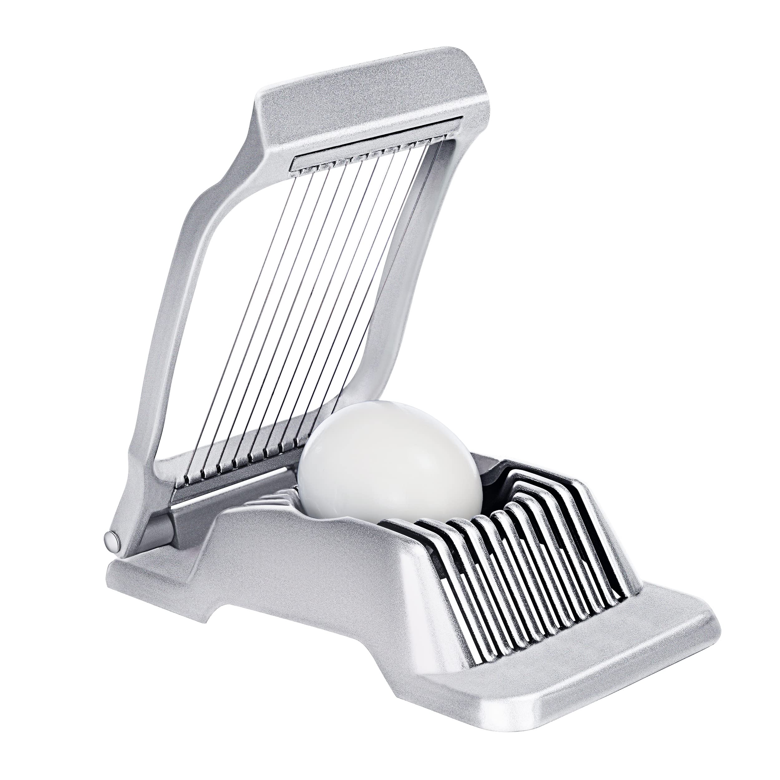Premium Stainless Steel Egg Slicer for Hard Boiled Eggs - Heavy Duty Aluminum Wire Cutter for Fruits, Mushrooms, Tomatoes & Strawberries - Perfect for Kitchen, Picnics, and Salad Preparation