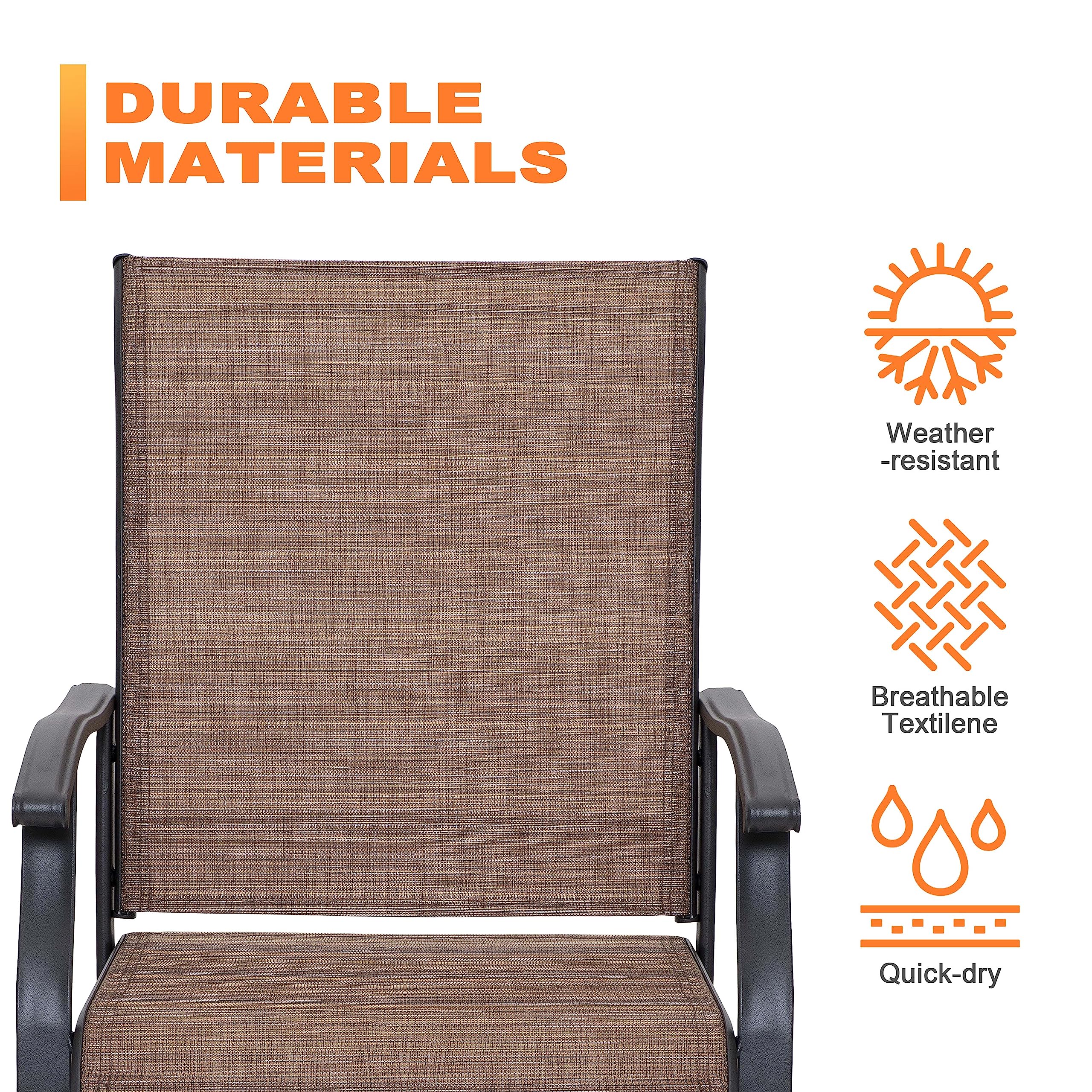NUU GARDEN 5-Piece Outdoor Dining Set - Black & Brown Iron Patio Furniture with 1.57