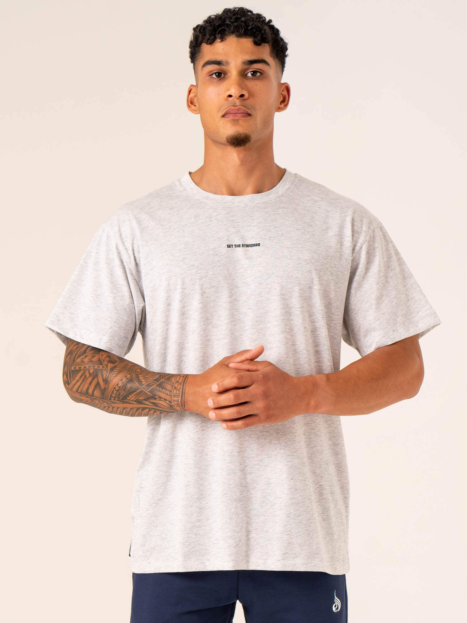 Oversized T-Shirt for Women - Soft Cotton Snow Grey Marl Tee - Casual Loungewear & Streetwear Fashion