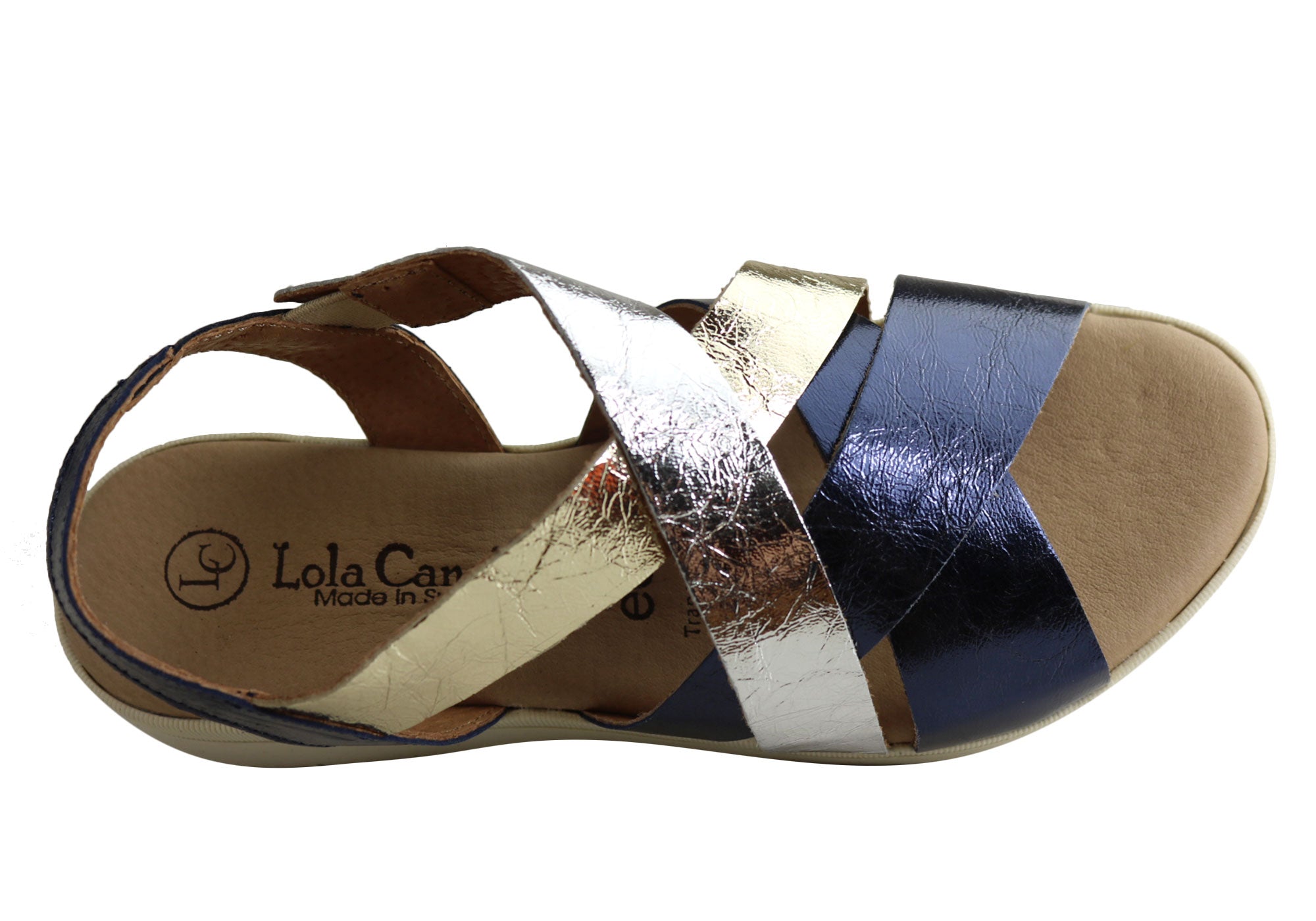 Lola Canales Women's Comfortable Leather Sandals with Shimmer - Handmade in Spain - Perfect for Summer, Beach, and Casual Outings