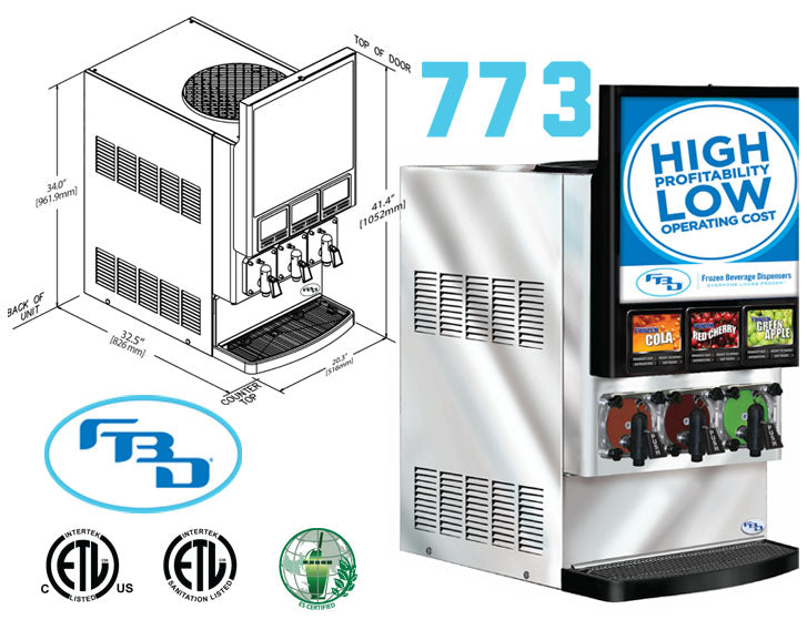 FBD Frozen 3 Barrel High Volume Slush Dispenser - Air Cooled Commercial Machine for Margaritas & Cocktails - Free Shipping for Restaurants, Bars & Parties