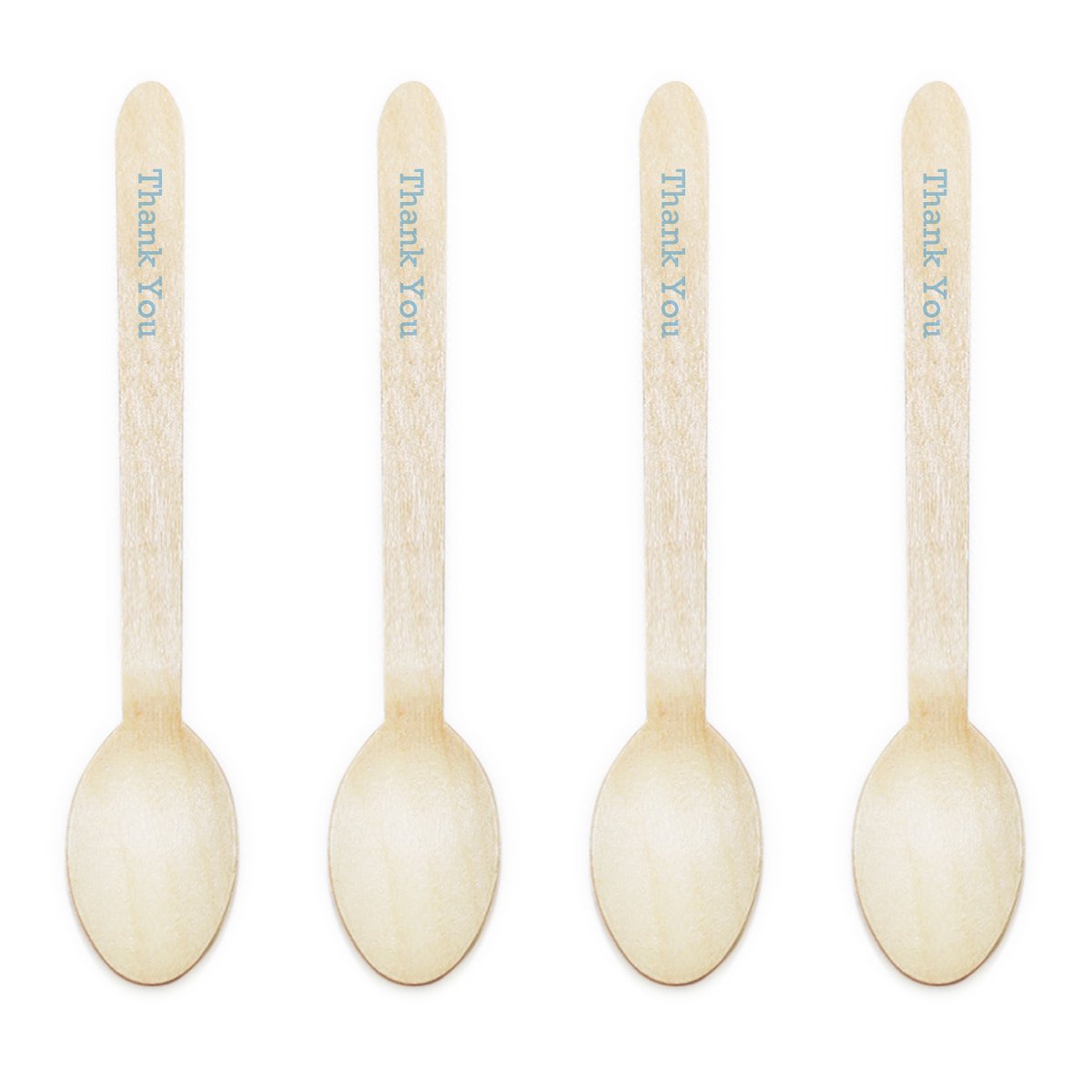 DIY Natural Wood Candy Buffet Spoons 100-Pack Kit - 3.75 Inch Baby Blue Cupcake Decorating Tools for Parties, Baby Showers & Wedding Favors
