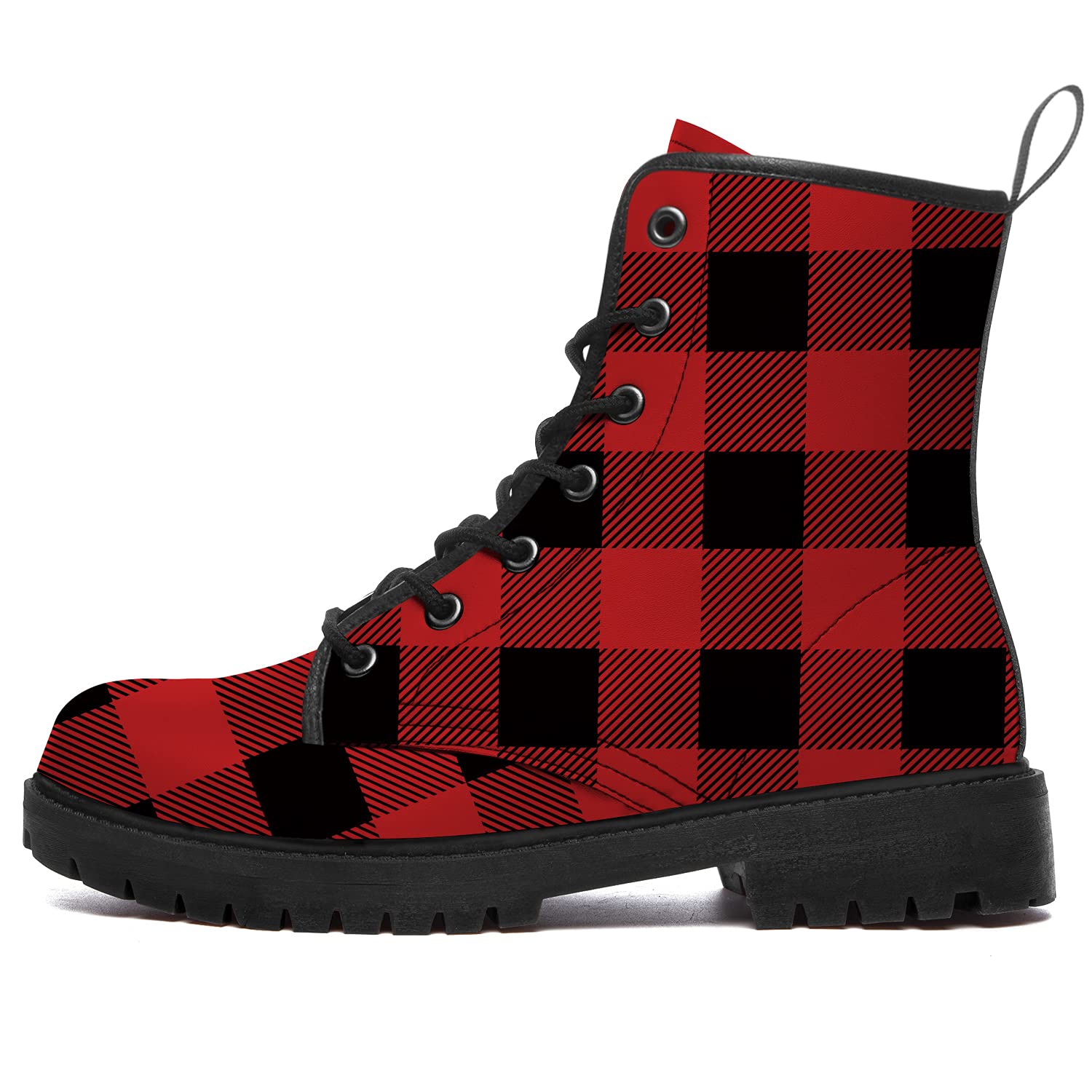 Stylish Plaid Combat Boots for Women & Men - Waterproof Ankle Booties with Anti-Slip Sole, Low Heel Lace-Up Hiking Boots - Perfect for Outdoor Adventures, Casual Wear & Fashion Gifts