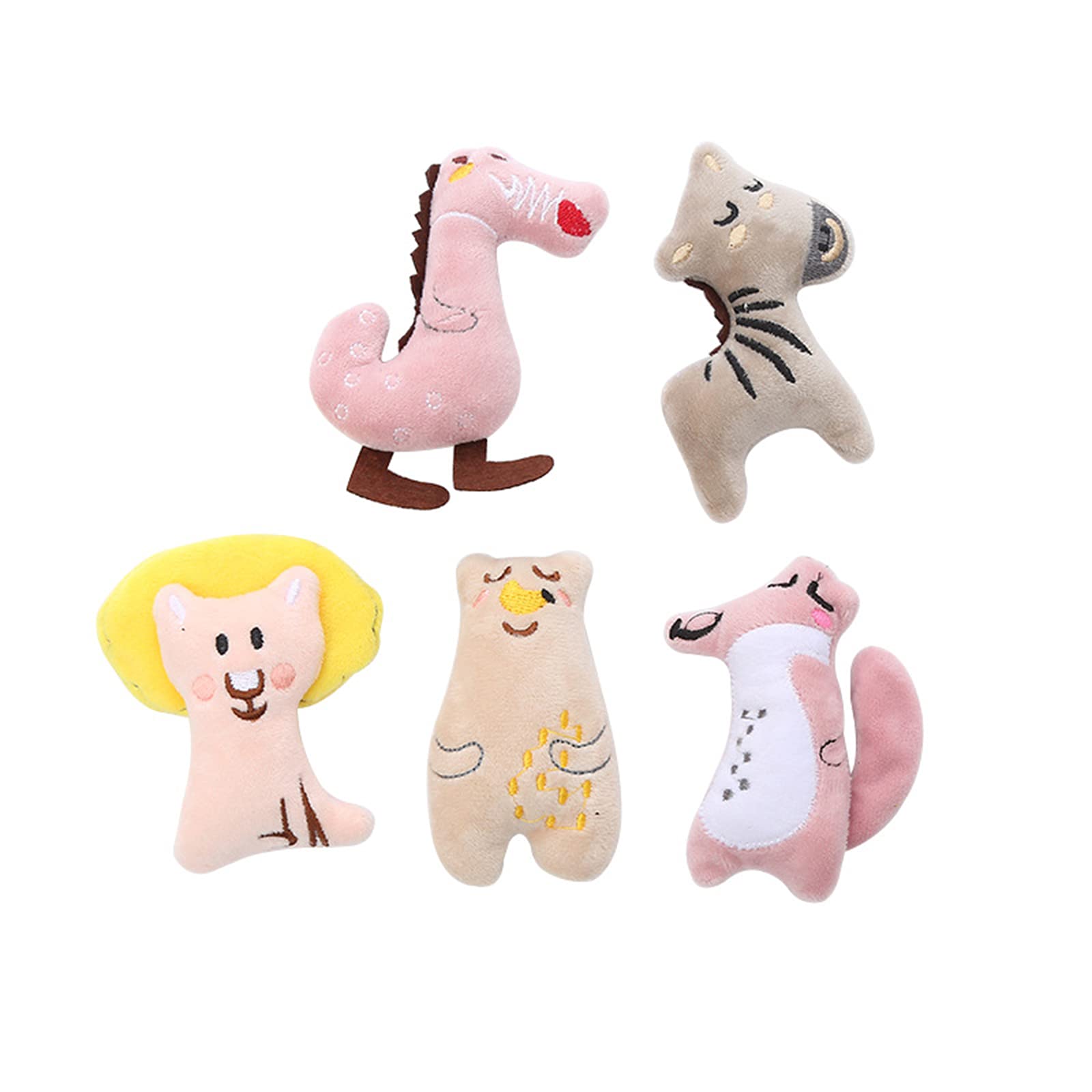 Ruiqas 5PCS Catnip Toys for Indoor Cats - Cartoon Animal Shaped Chew Toys, Interactive Plush Cat Toys for Kittens, Perfect Gift for Cat Lovers - Great for Playtime, Training & Bonding with Your Feline Friend