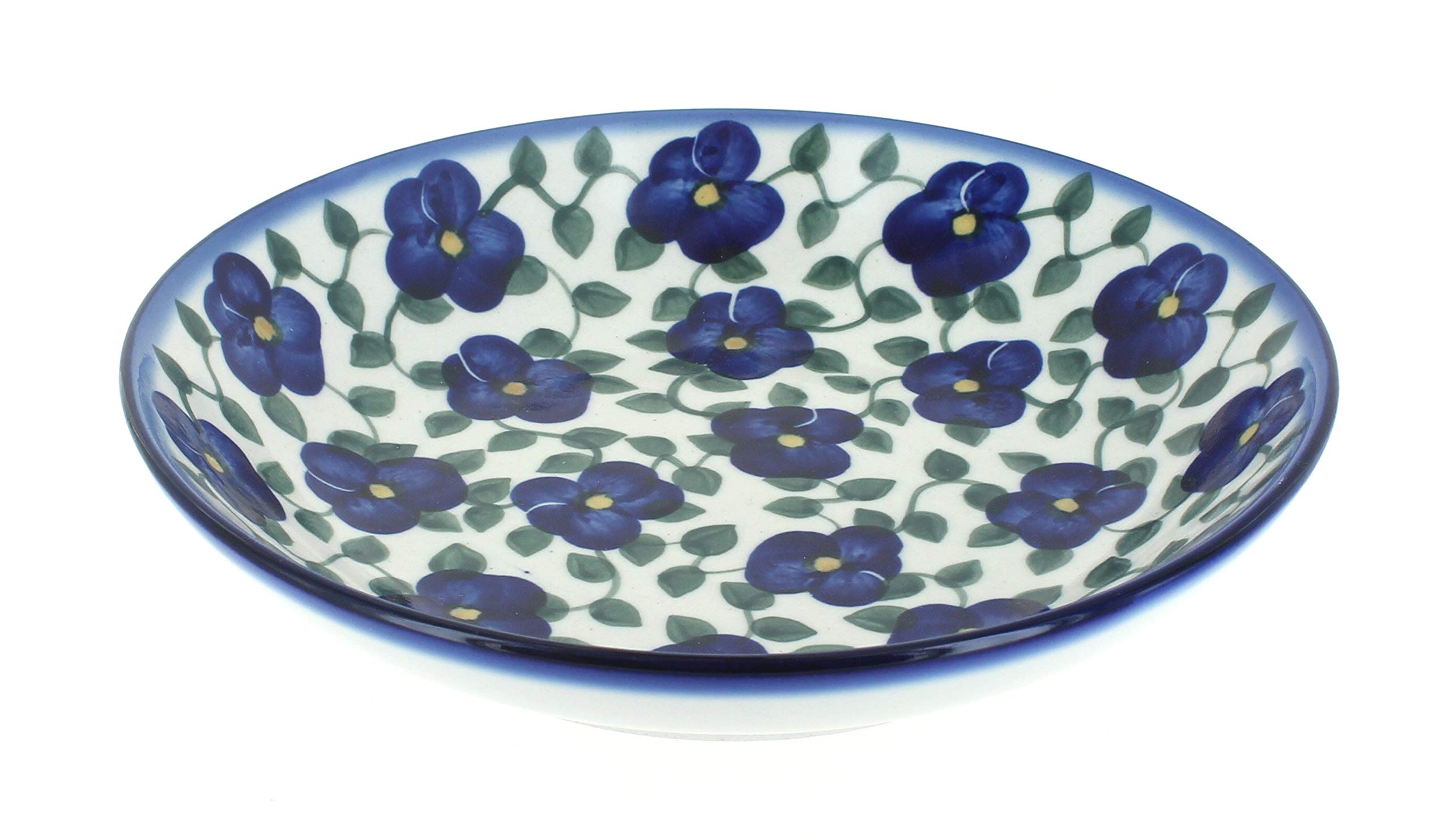 Blue Rose Polish Pottery Violets Large Salad Bowl - Handmade Ceramic Serving Bowl for Salads, Pasta & Fruit - Perfect for Dinner Parties & Family Gatherings