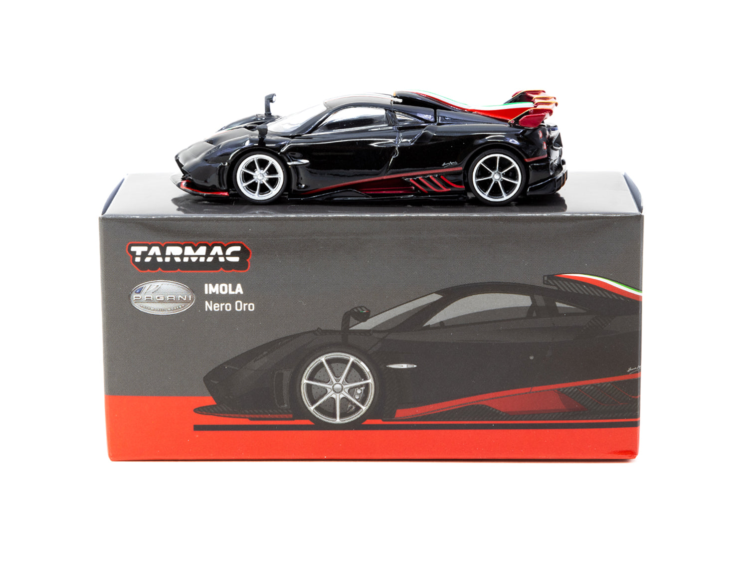 Tarmac Works 1/64 Pagani Imola Nero Oro Diecast Model Car - Premium Collectible Miniature Vehicle for Display & Racing Enthusiasts - Perfect for Home Decor, Office Display & RC Car Racing Scenes