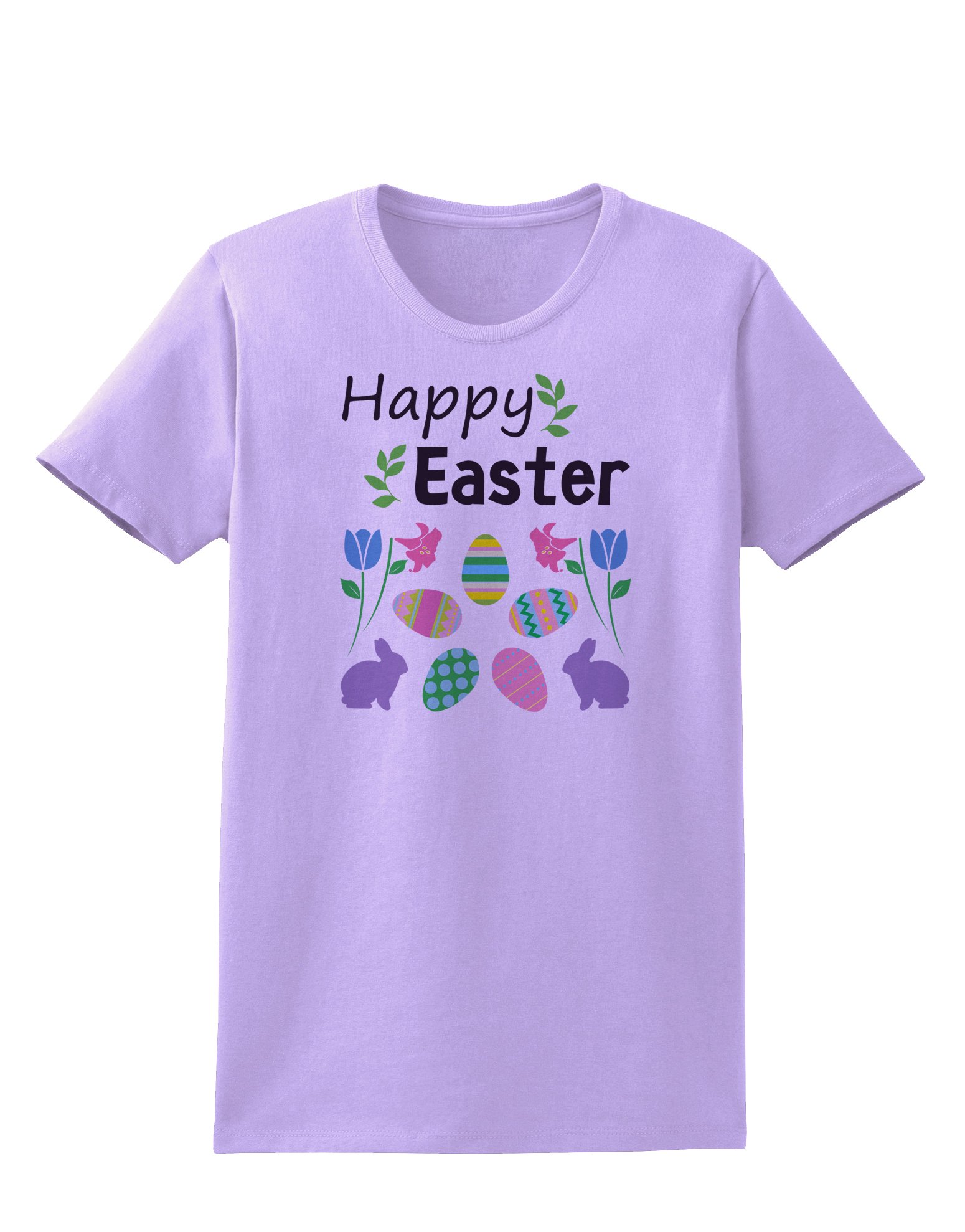 TOOLOUD Happy Easter Women's T-Shirt - Cute Bunny Graphic Tee for Spring & Easter Celebrations | Perfect for Egg Hunts, Brunch & Family Gatherings