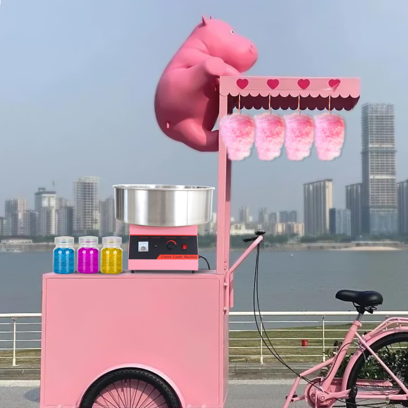 Commercial Cotton Candy Machine - Electric Floss Maker with Stainless Steel Bowl (Pink) for Parties, Carnivals, and Events - Perfect for Birthday Celebrations, Weddings, and Business Use